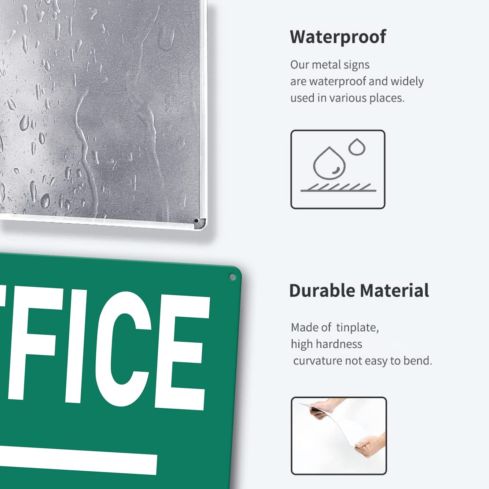 Custom Metal Office Sign for Doors – &lsquo;Meeting&rsquo; with Left Arrow – 8 x 12 In