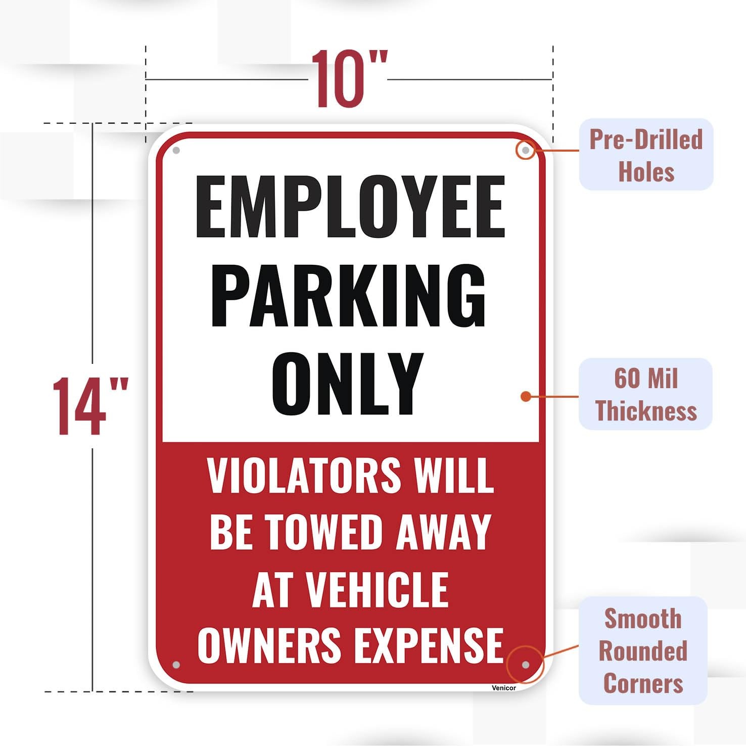 2 PCS Employee Parking Sign 14×10 Inch Aluminum Staff Parking Only Metal Signs