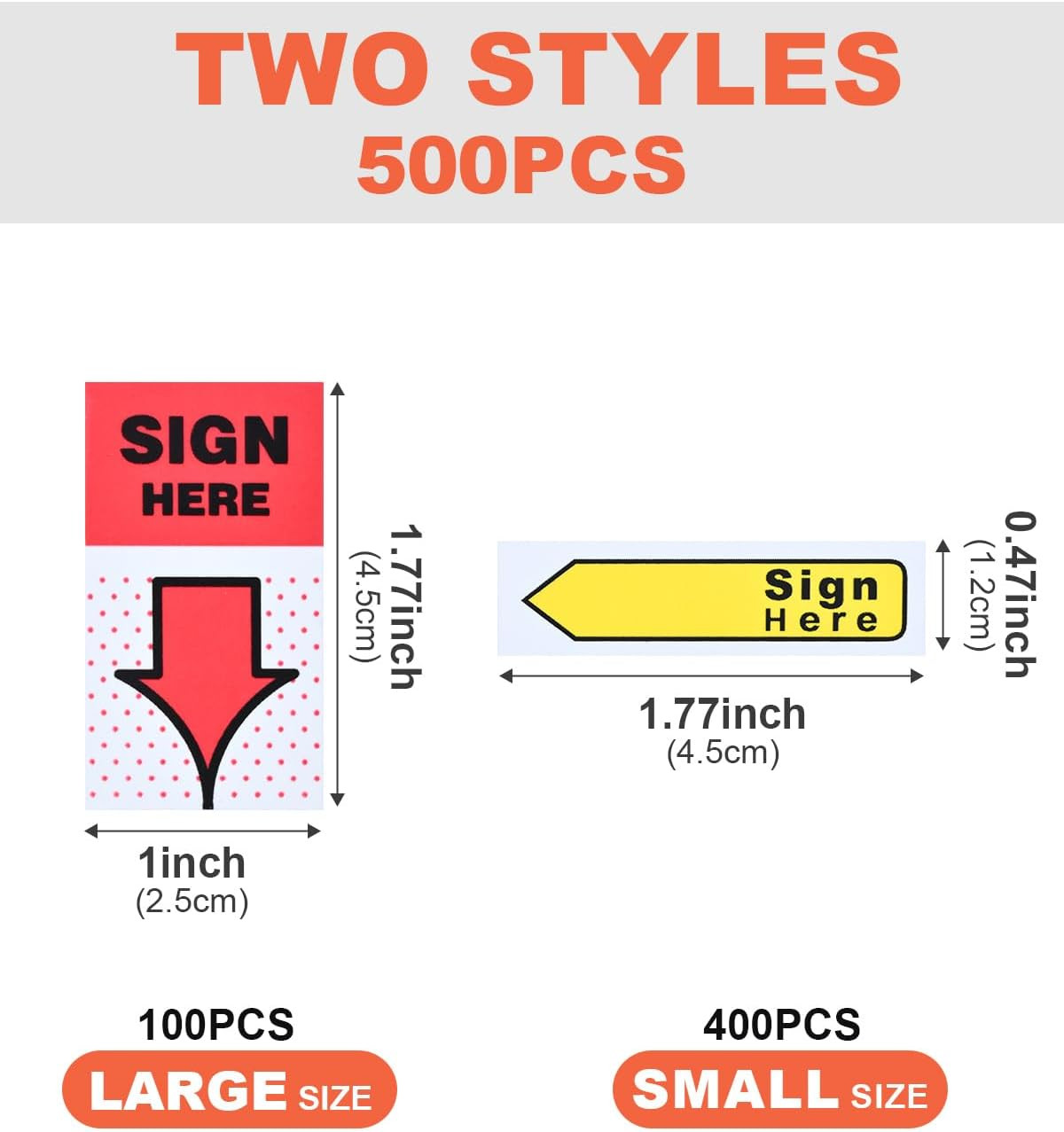 2 Styles Sign Here Sticky Tabs, 500 Pcs Sign Here Post It Flags, Signature Tags