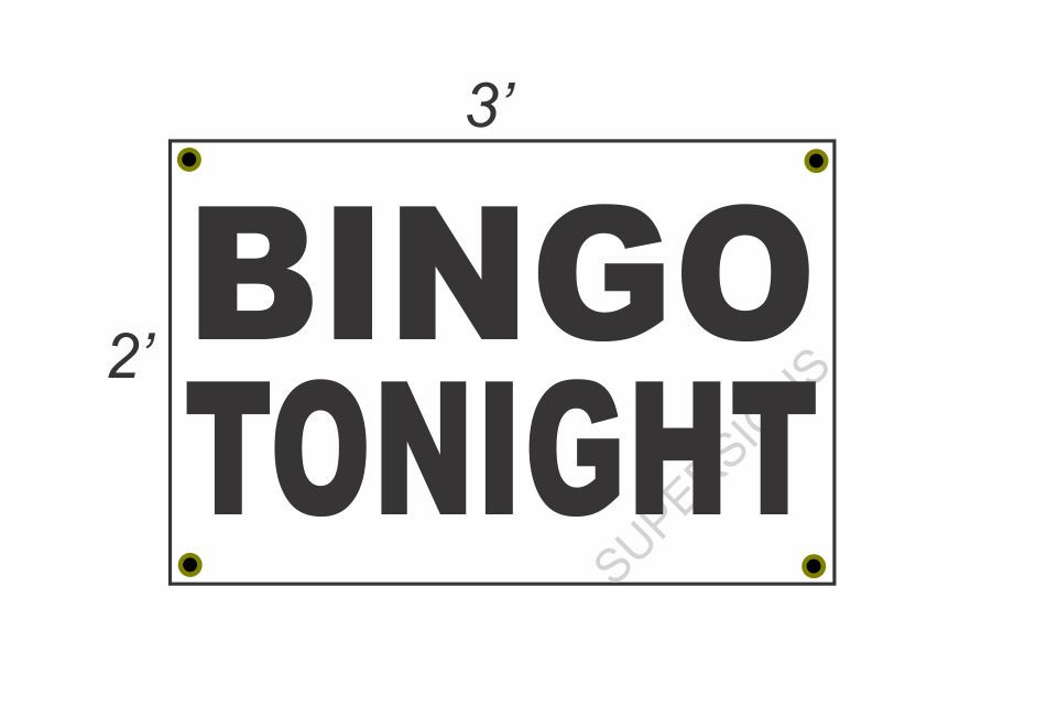 2×3 BINGO TONIGHT Black & White Banner Sign Discount Size & Price