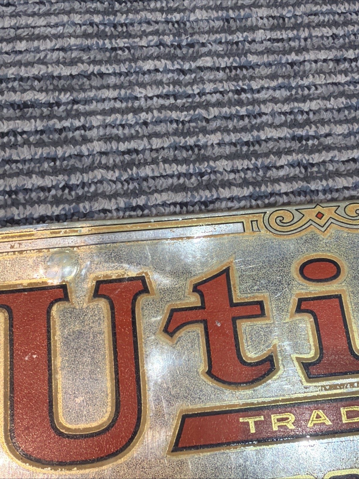 Vintage Advertisement Hanging Sign Display Utica Trousers New York NY Trade Mark