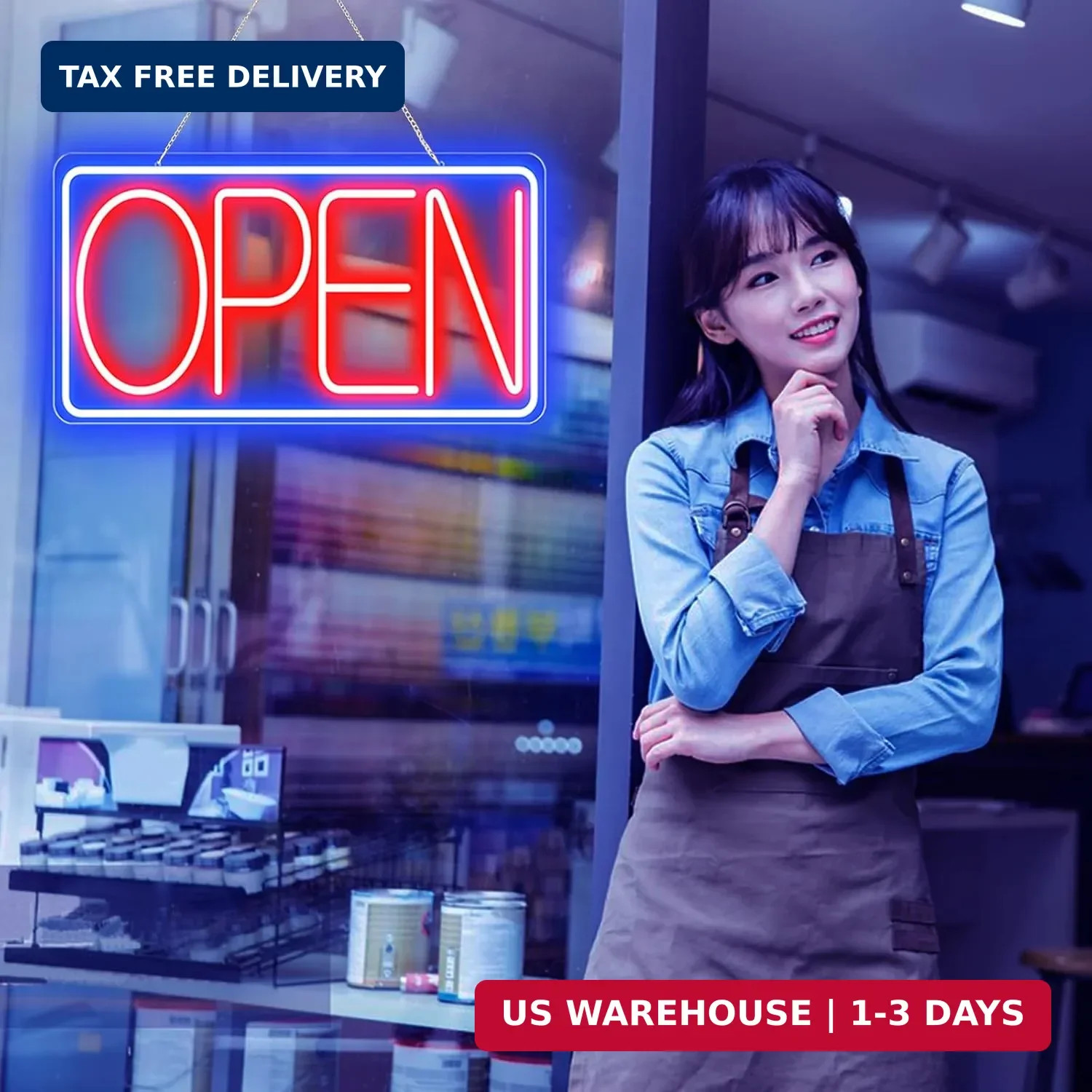 16.5&Prime; X 9&Prime; Led Neon Open Signs for Business – 12V/2A Ultra Bright Led Neon Sign