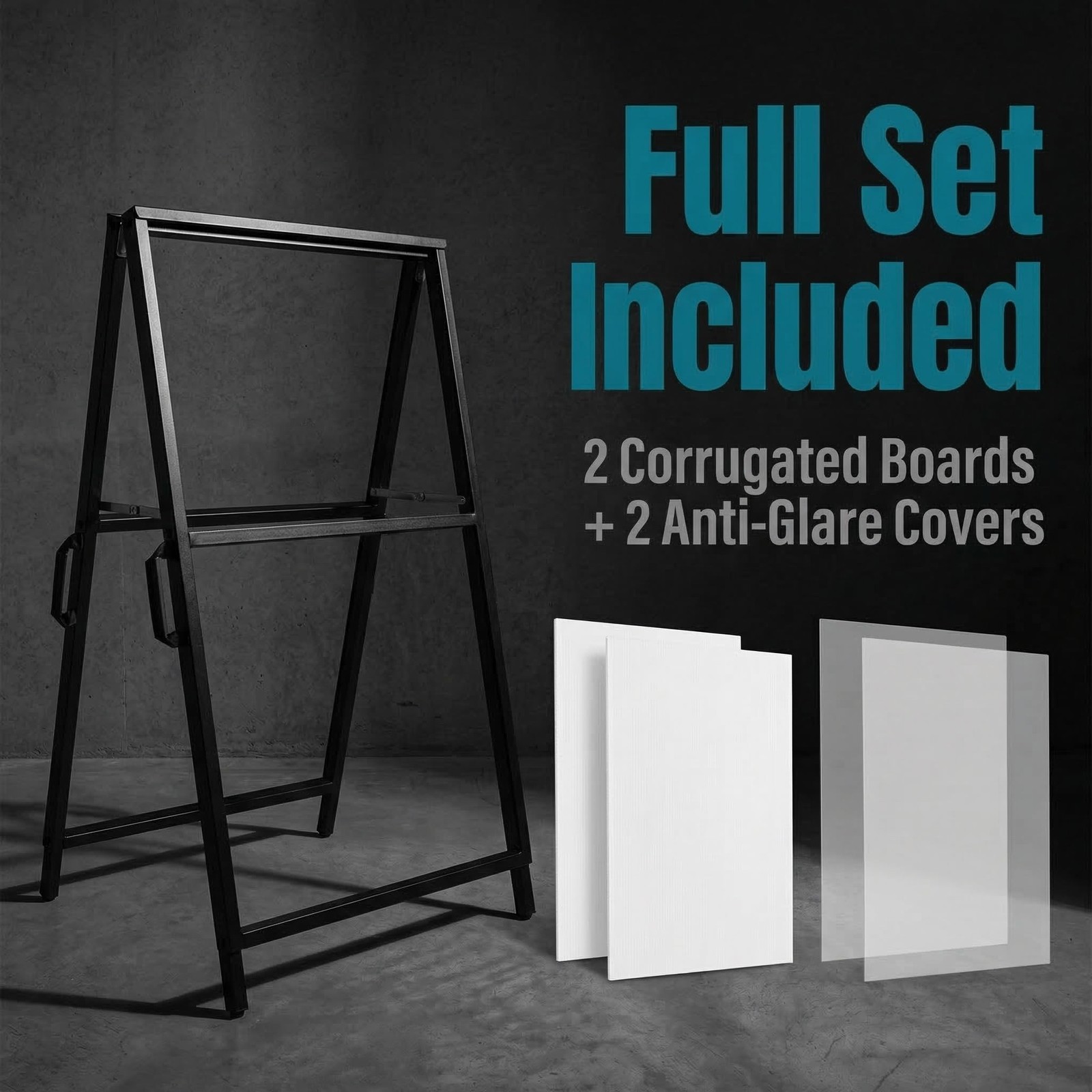 A Frame Sidewalk Sign 24×36 inches Sandwich Board Signs Outdoor Heavy Duty Do…