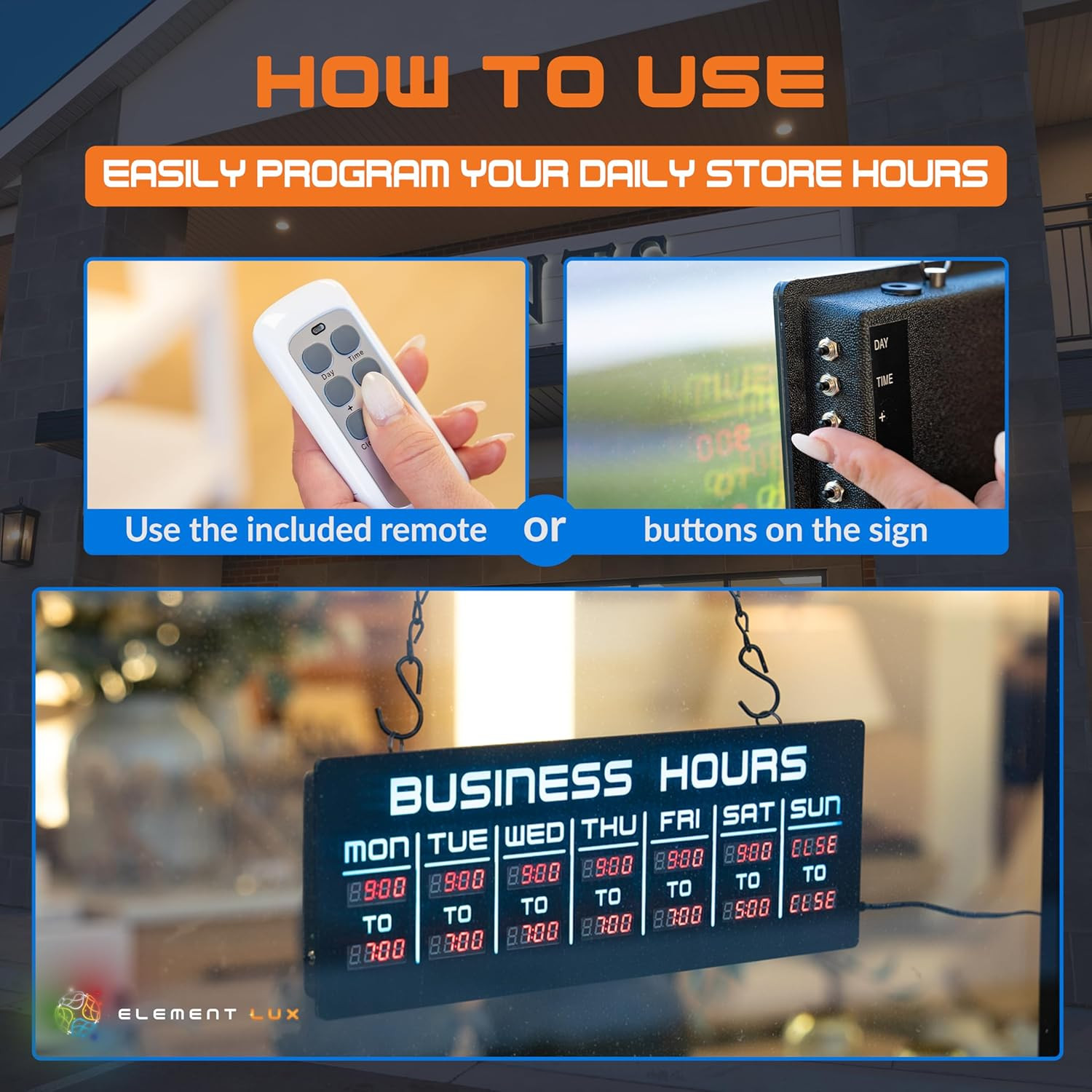 Digital Business Hours Sign by – Electronic Programmable Hours of Operation Sig