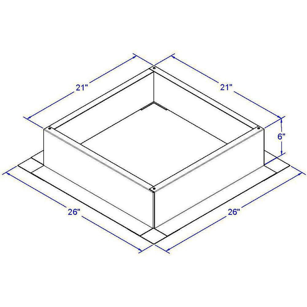 Box Is 21 In. Wide X 21 In. Long X 6 In. High Aluminum Roof Curb
