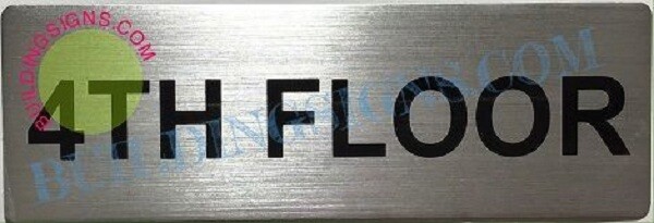 4th Floor Sign (Brushed Aluminum, 3X9)–REF24-1027