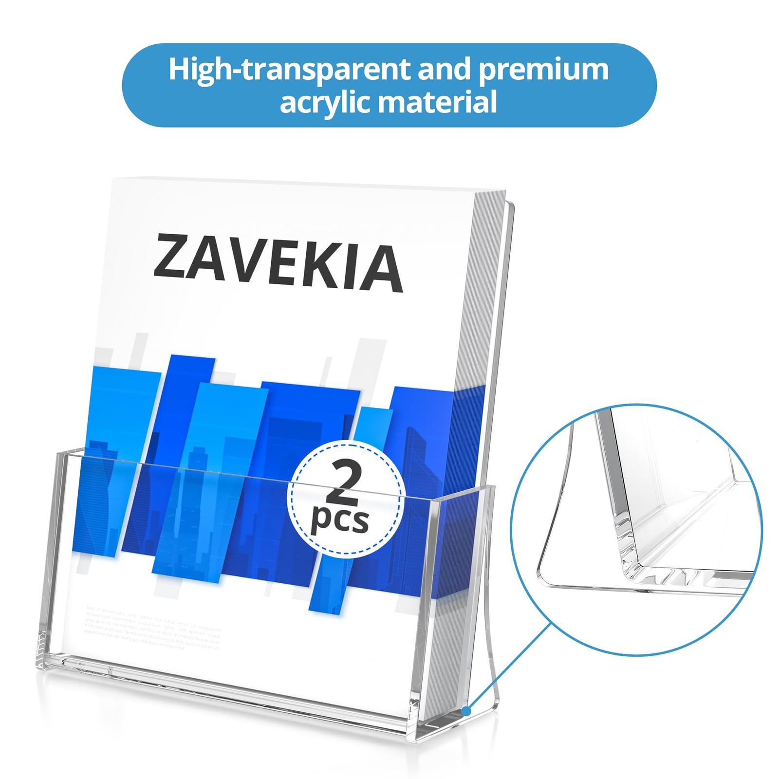 zavekia 2 Pack Acrylic Brochure Holder, 8.5 x 11 inches Clear clear