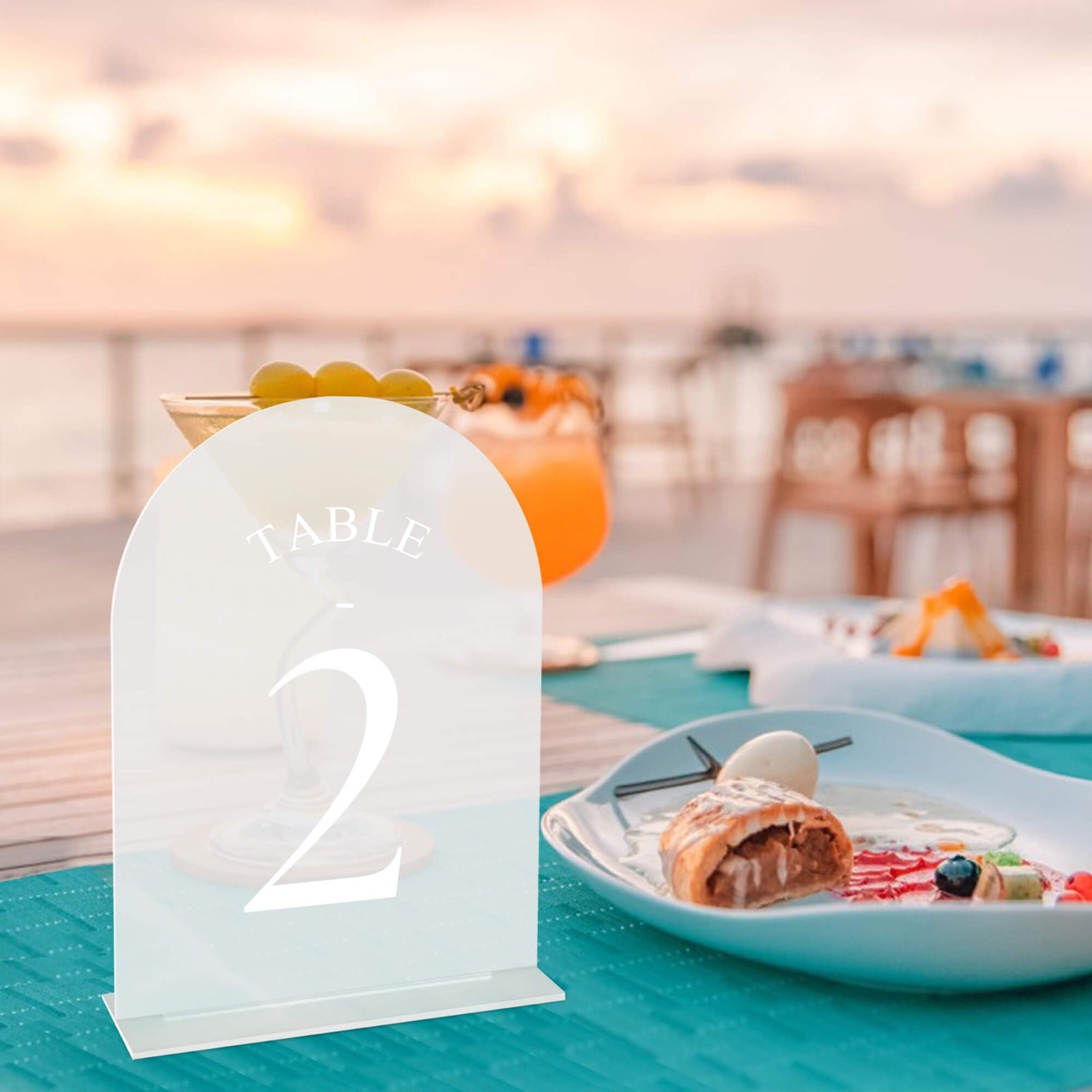 10 PCS Frosted Arch Wedding Table Numbers 110 Stands 5×7 Inch Acrylic Sign