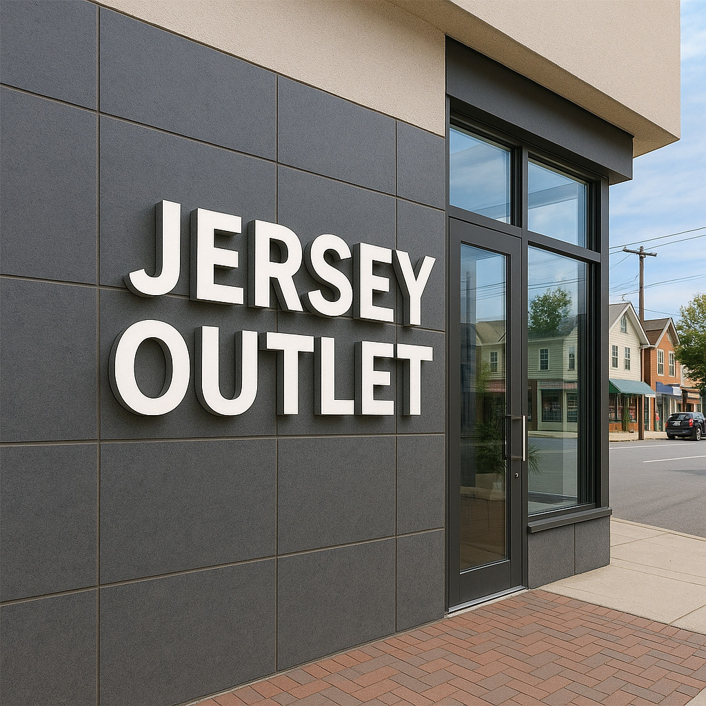Jersey Outlet LED Channel Letters – Custom Outdoor Storefront Business Sign
