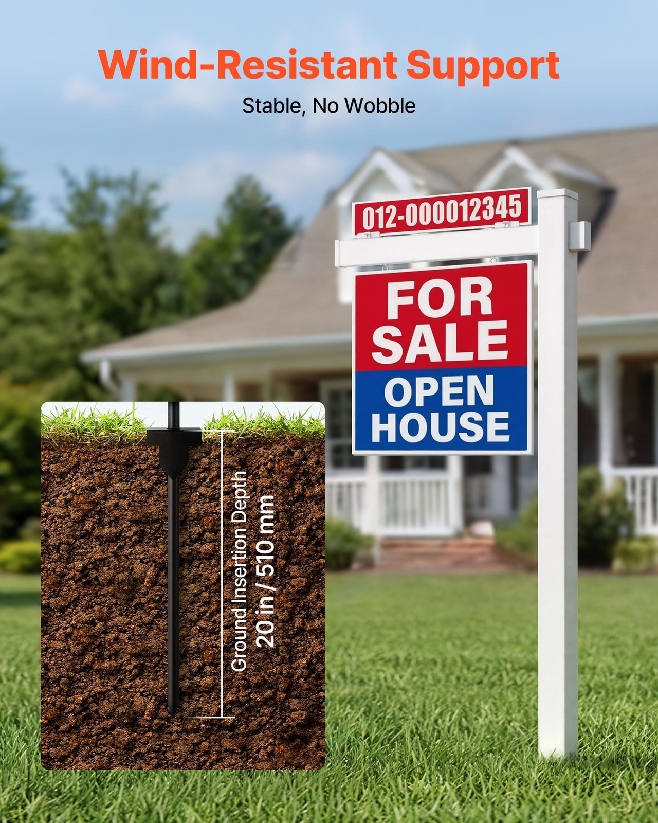 VEVOR Real Estate Sign Post PVC Realtor Yard Sign Holder 6 ft for Open House