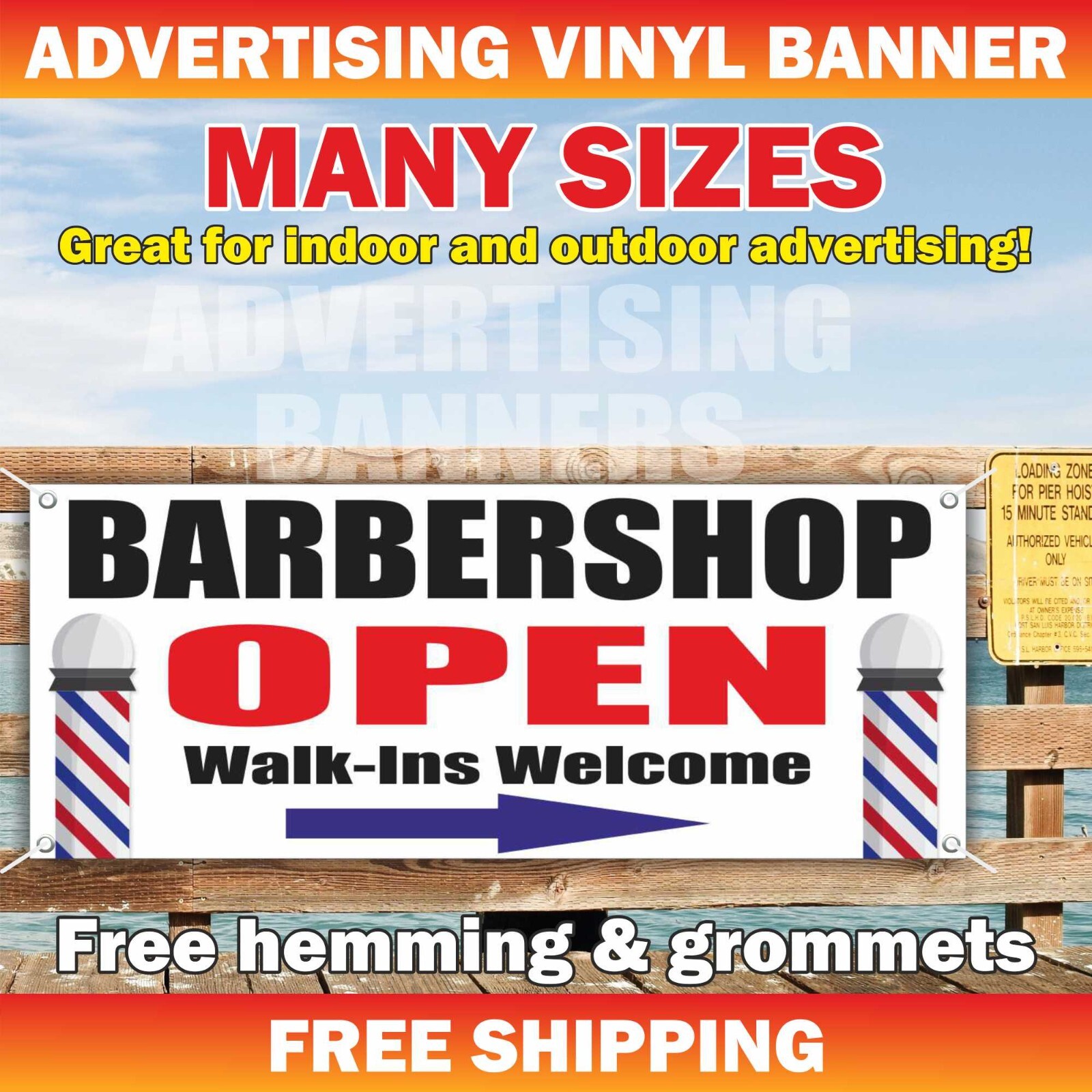 BARBER SHOP WALK-INS WELCOME Advertising Banner Vinyl Mesh Sign beauty spa hair