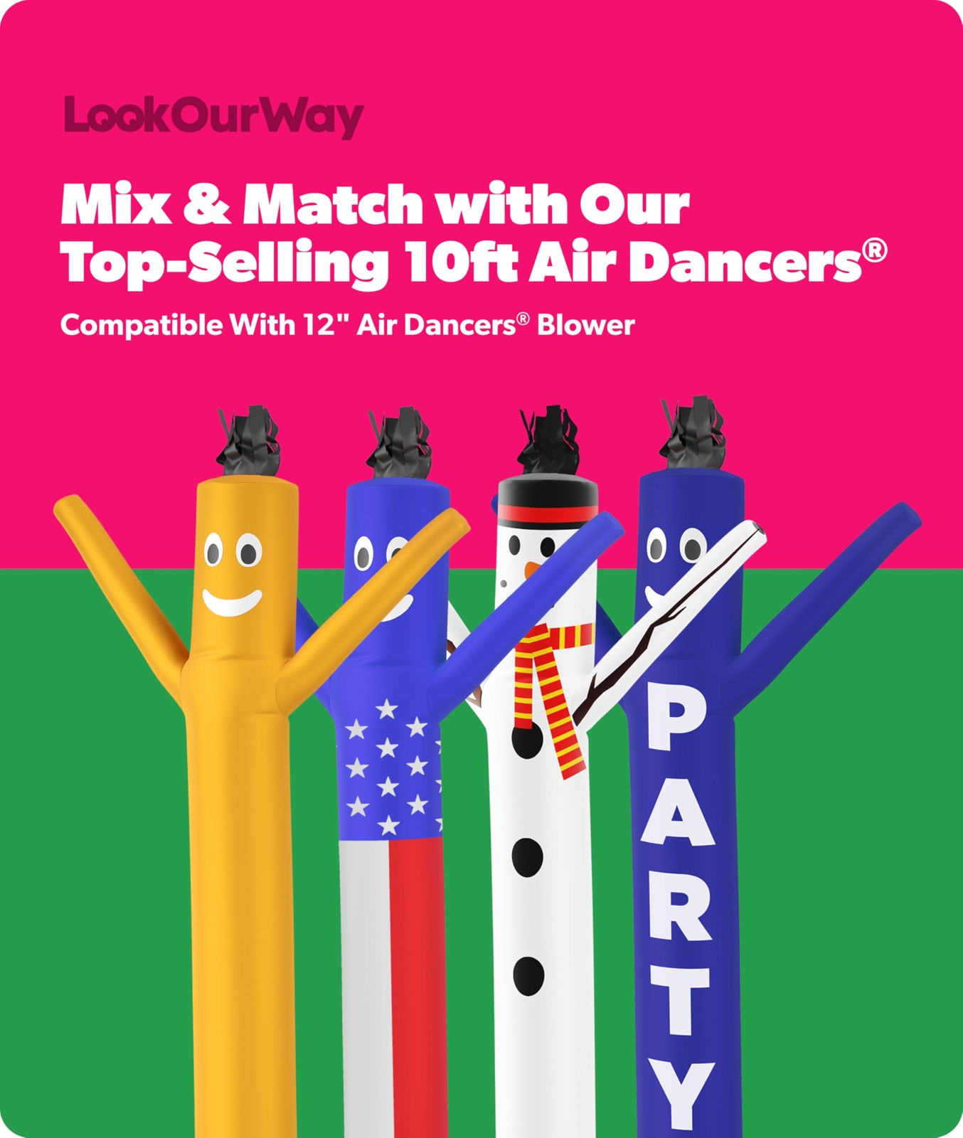 Lookourway Air Dancers Inflatable Tube Man Attachment – 10 Feet Tall Wacky