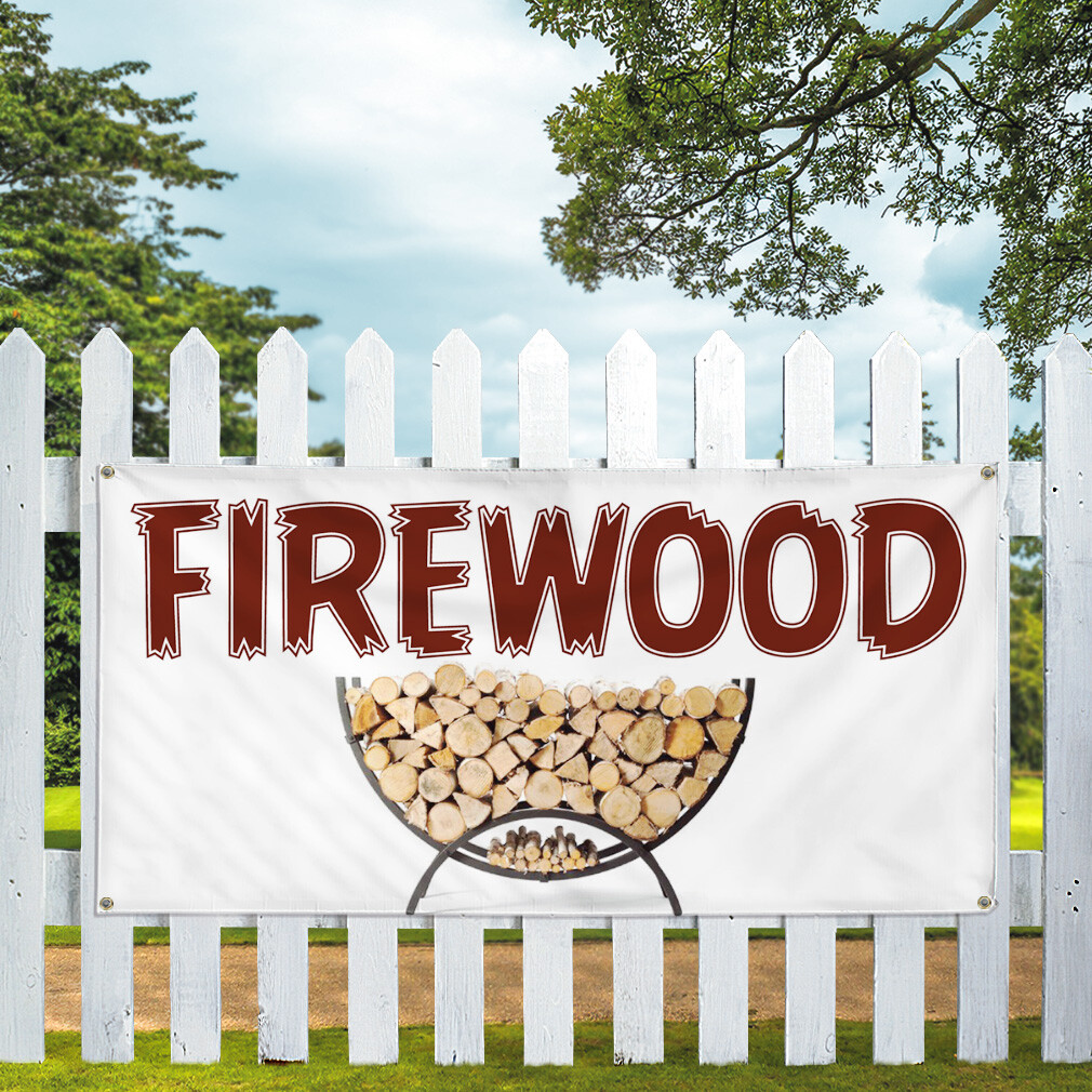 Vinyl Banner Sign Firewood #1 Style C Business Marketing Advertising White