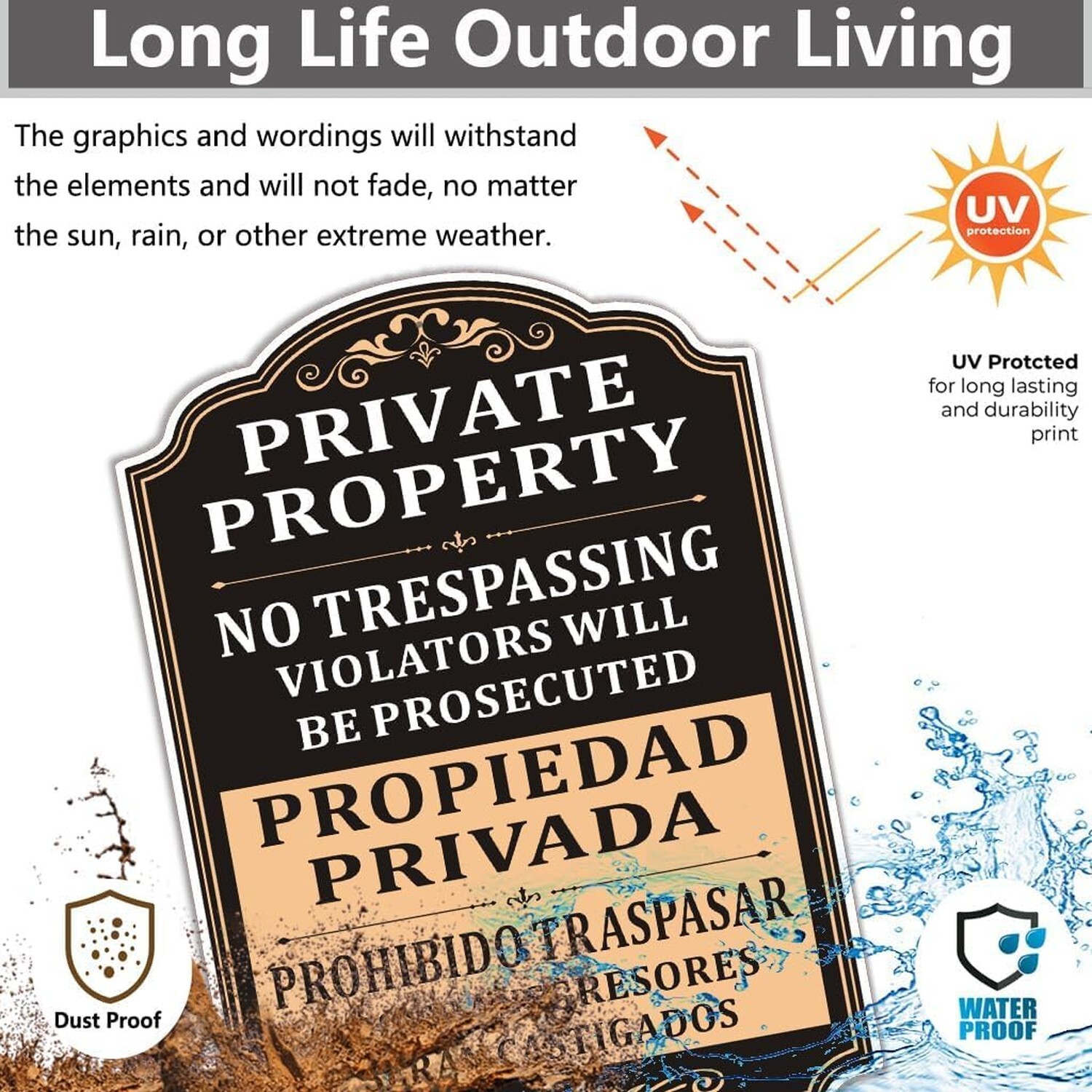 2 Pack Private Property No Trespassing Violators Will Be Prosecuted Bilingual…