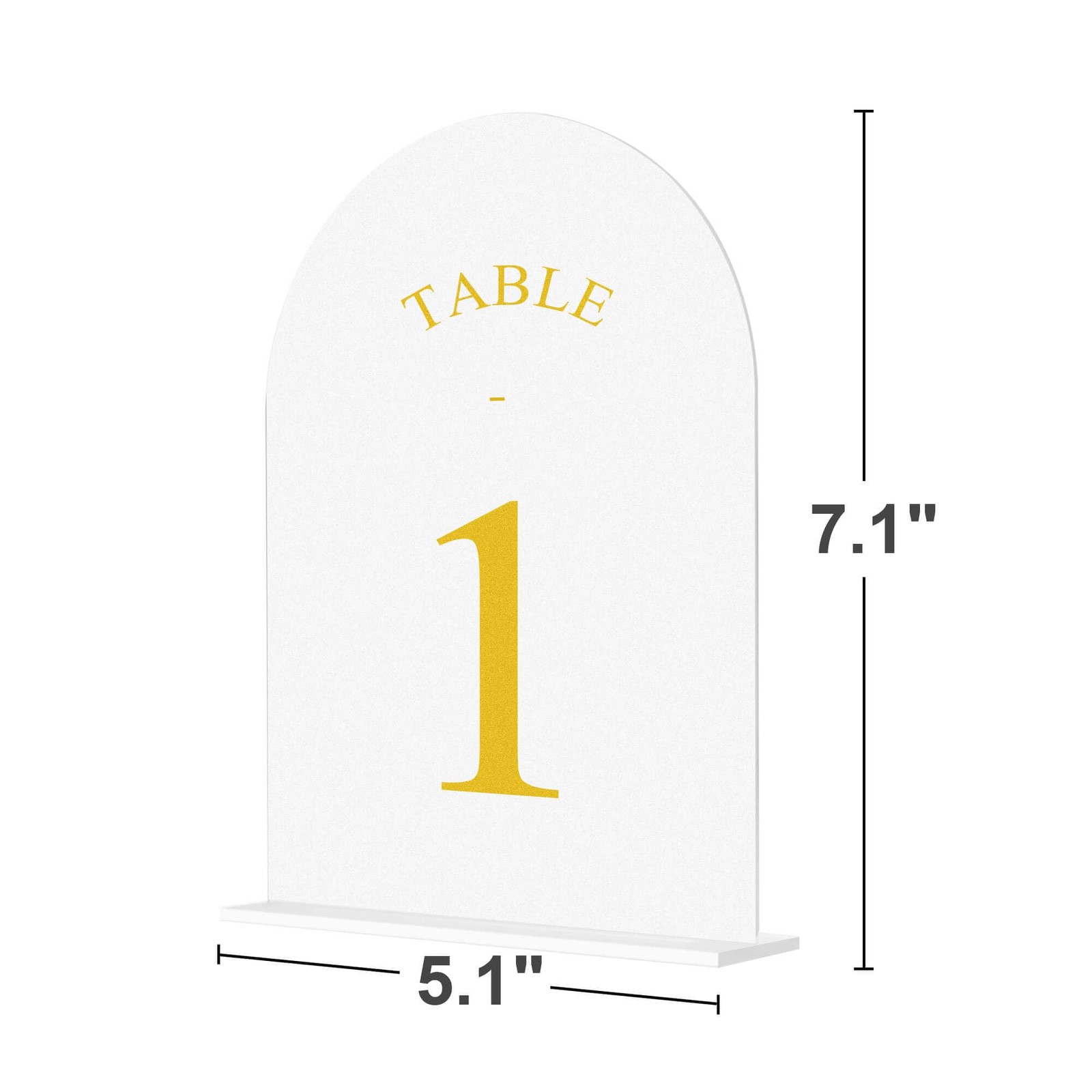 Frosted Arch Wedding Table Numbers 1-10 with Stands – 5&Prime; X 7&Prime; Acrylic Gold Ta…