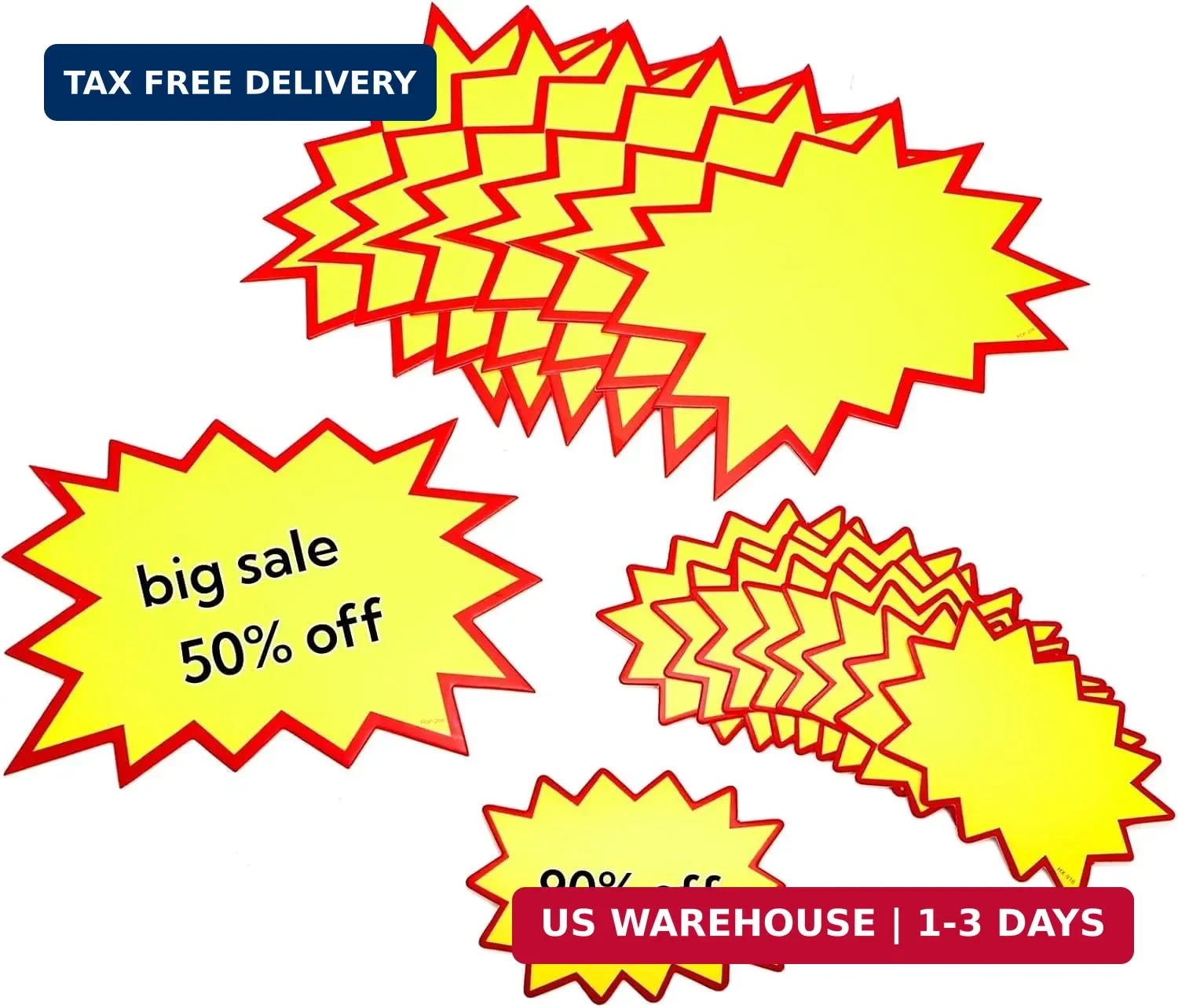 Covzoe 400 Pieces Star Shaped Burst Signs, Blank Neon Sale Sign Tags for Retail,