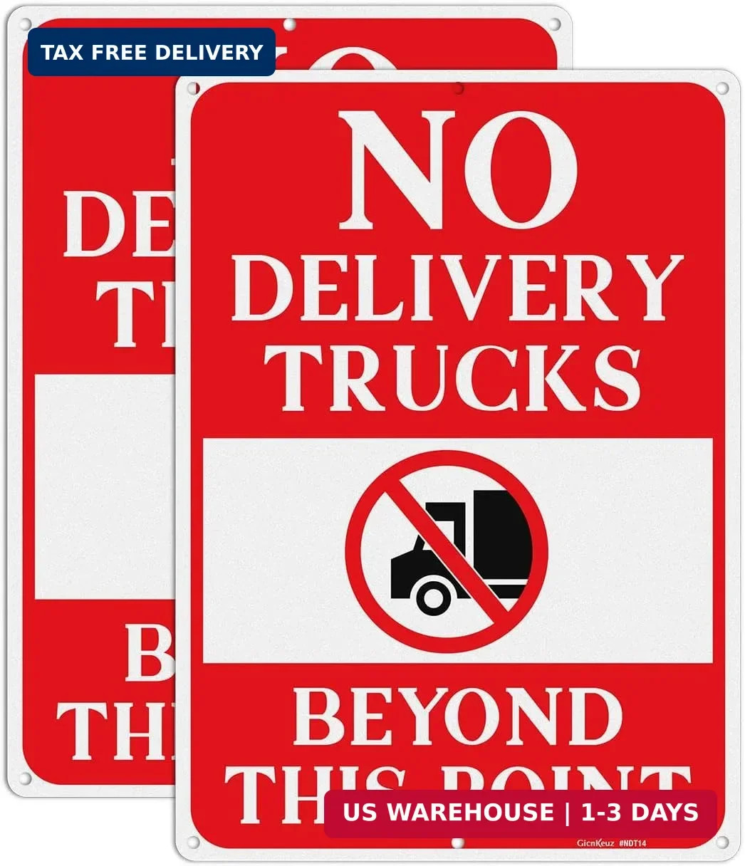 GicnKeuz No Delivery Trucks Beyond This Point Sign, 14 x 10 Inches No Deliveries