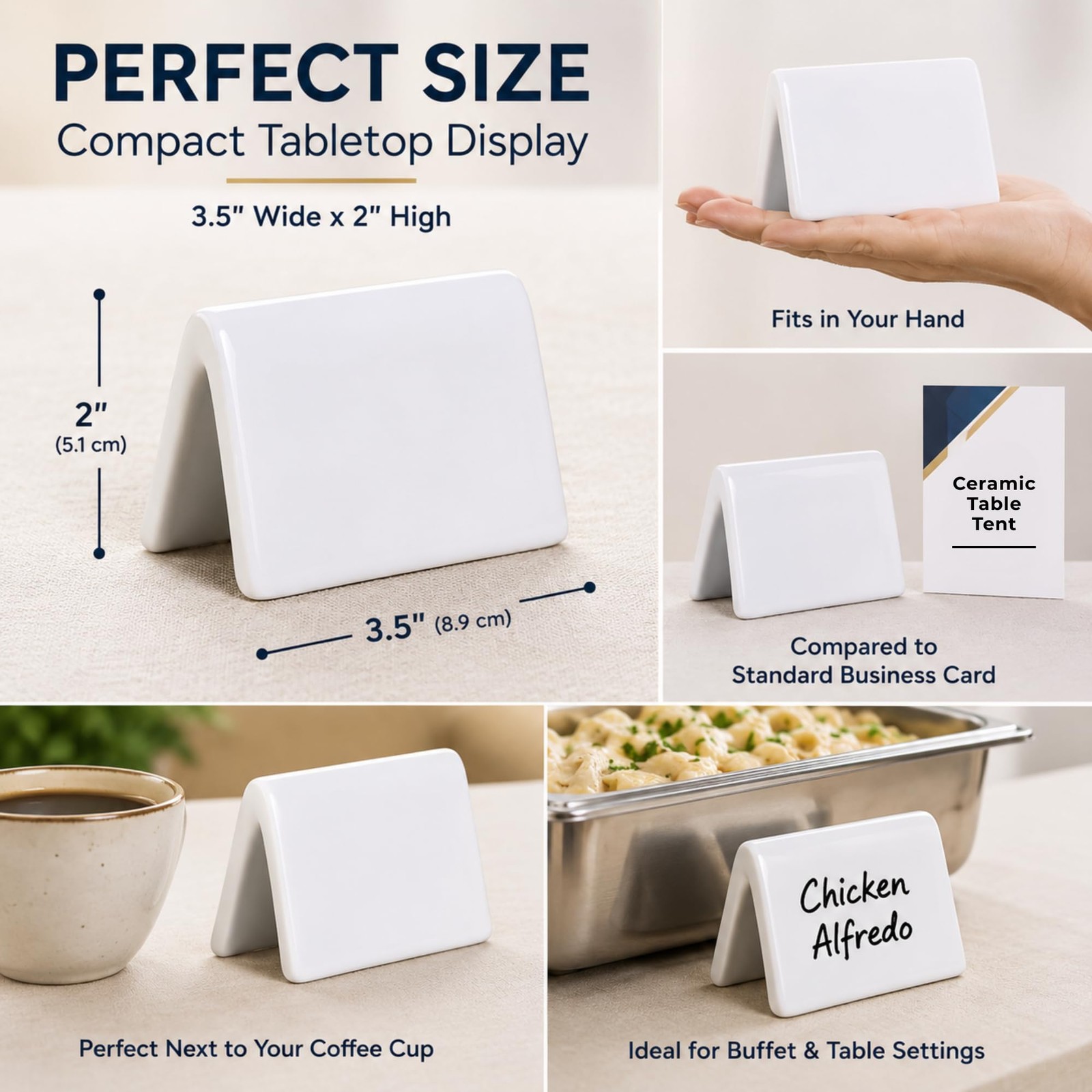 Double Sided Ceramic Dry Erase Table Tent Sign White – 3-1/2&Prime;x2&Prime; – Reusable T…