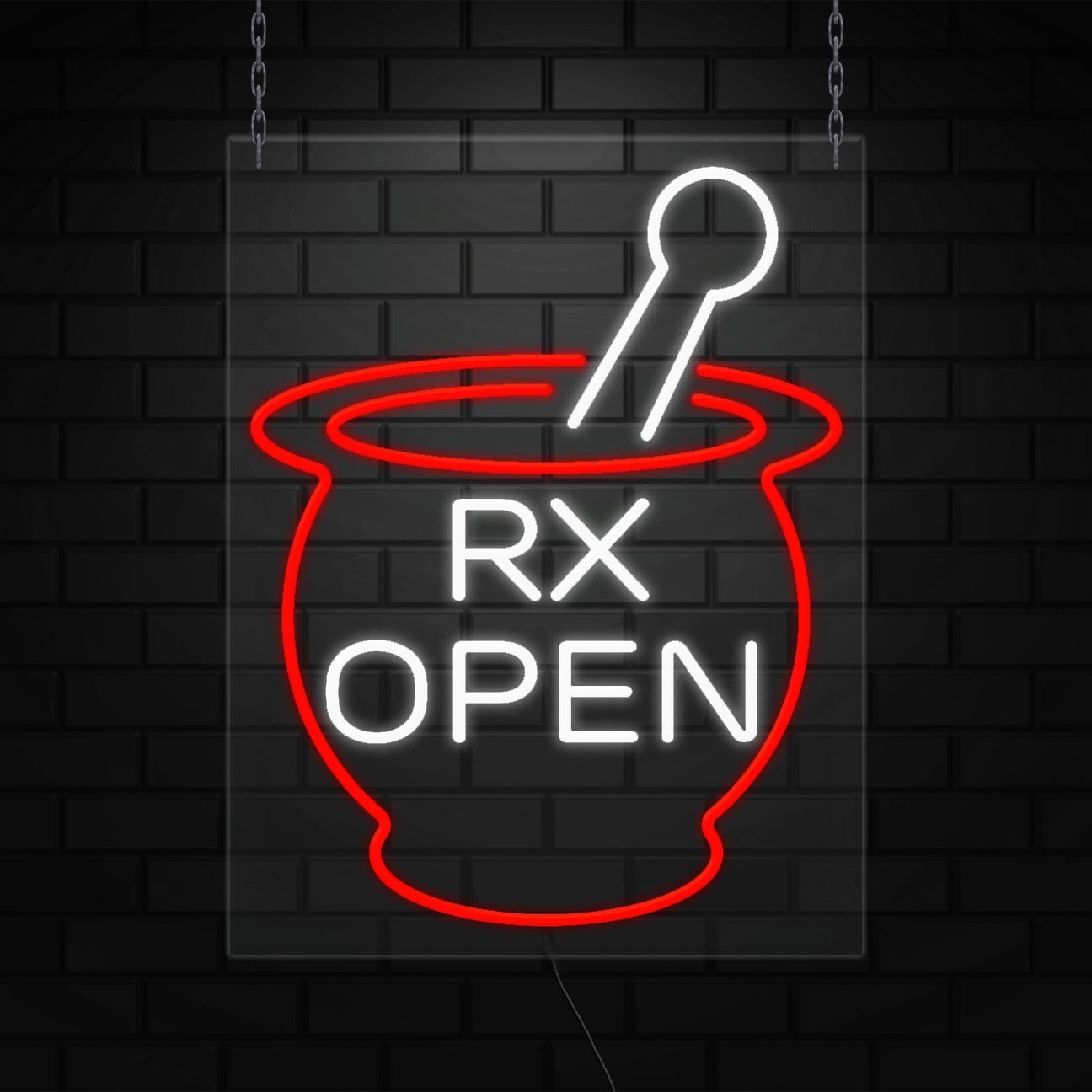 RX Open Sign for Business Displays | LED Flex Neon | 24&Prime;W x 31&Prime;H x 1&Prime;D