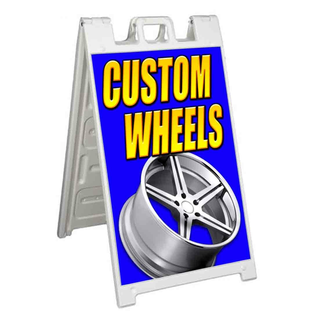 CUSTOM WHEELS Signicade 24×36 Aframe Sidewalk Sign Banner Decal AUTO PARTS