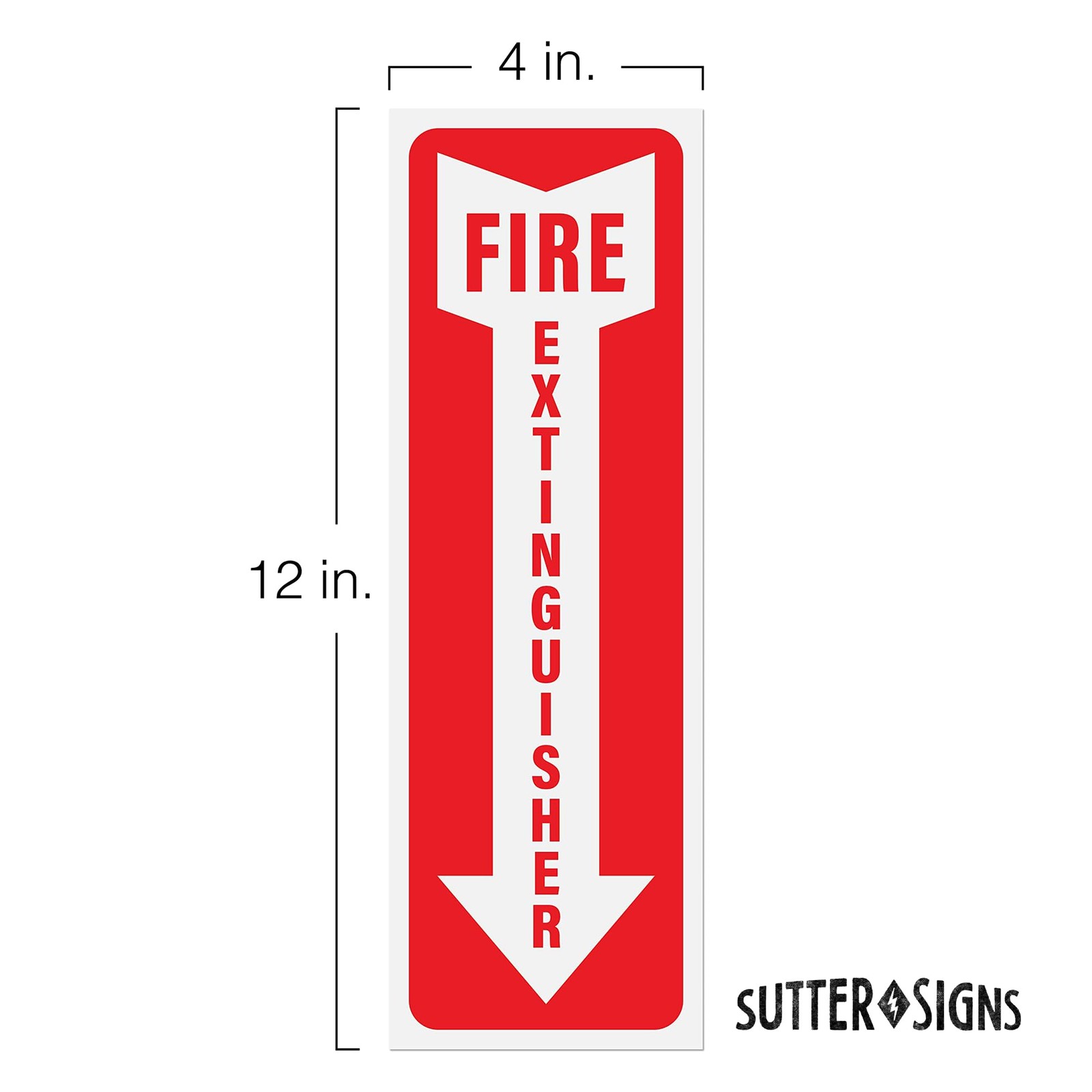 Fire Extinguisher Sign Stickers 12 Pack, 4&Prime; x 12&Prime; | Arrow Down Safety Decal S…