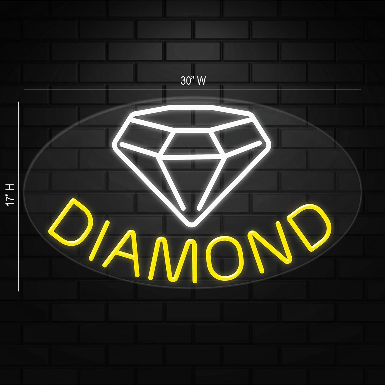 Diamond Sign for Business Displays | LED Flex Neon | 30&Prime;W x 17&Prime;H x 1&Prime;D