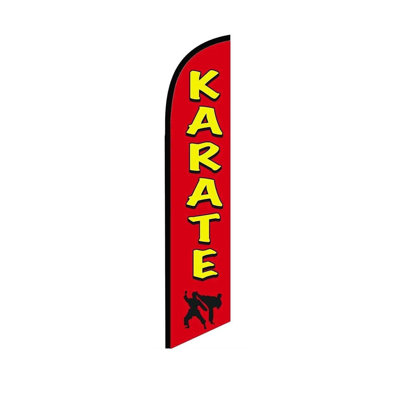 Karate Blue Swooper Flutter Feather Flag | 3ft W x 11.5ft Tall