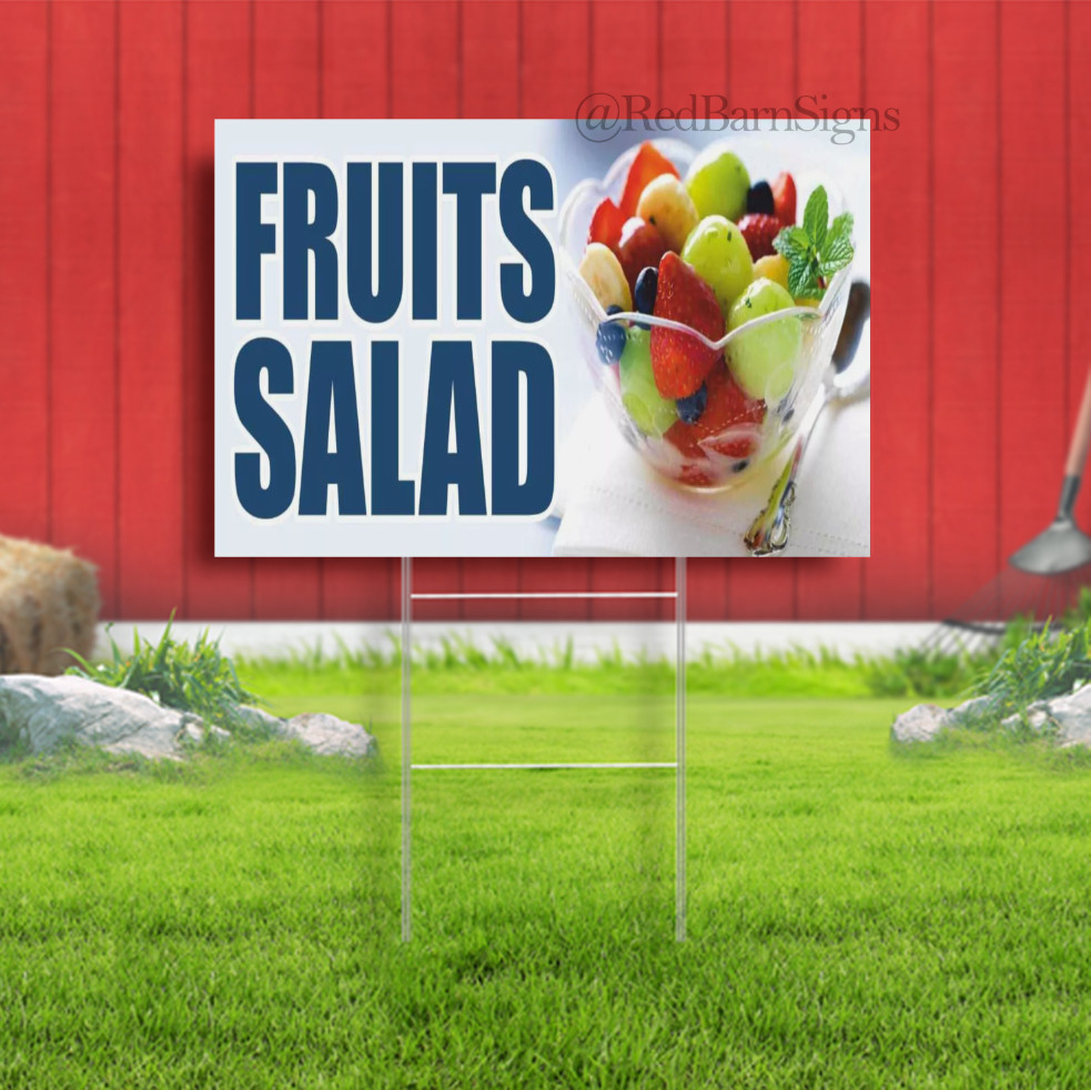 FRUITS SALAD Advertising Yard Sign Healthy food farm stand produce