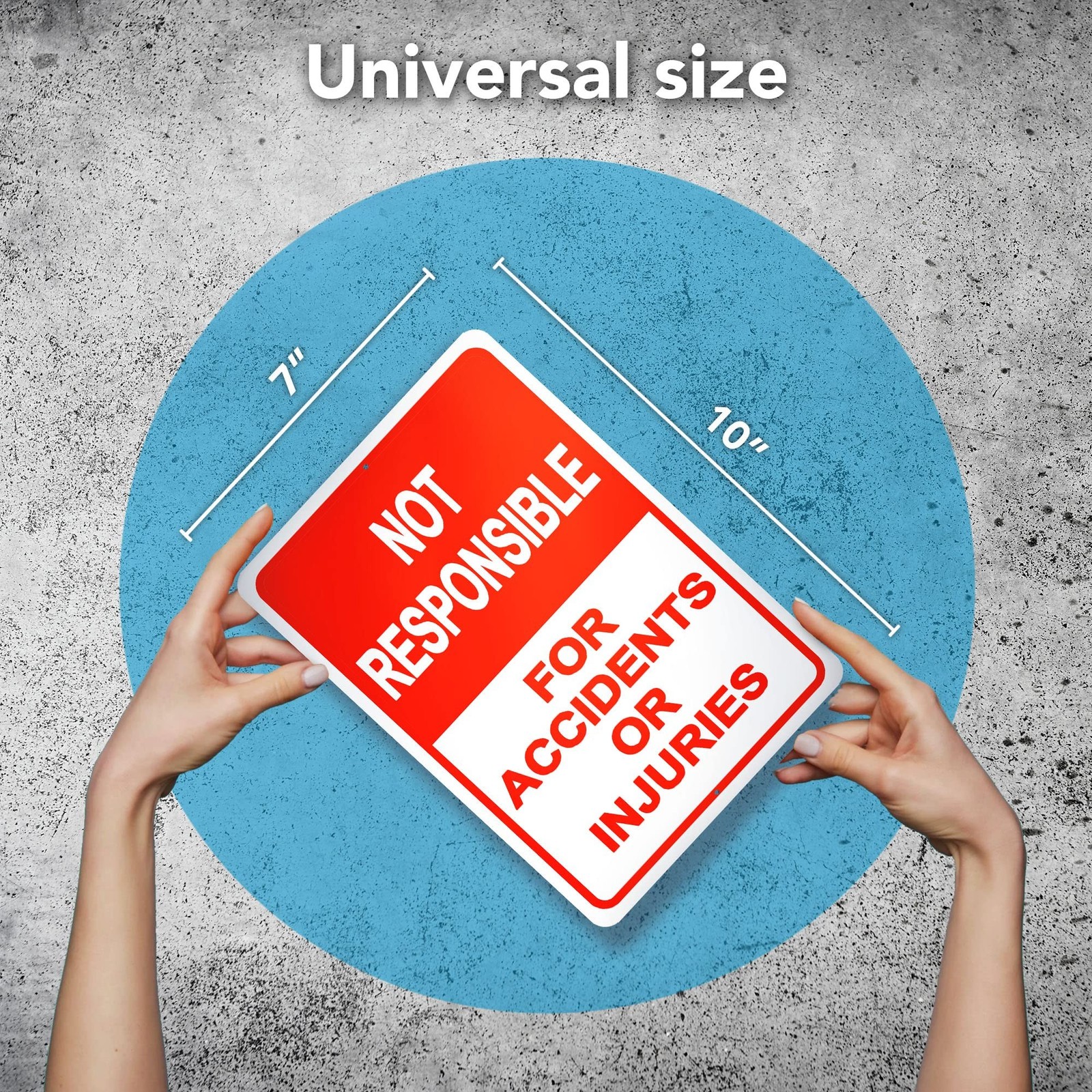 2-Pack Property Warning Sign: Not Responsible for Accidents or Injuries, 10&Prime; x 7