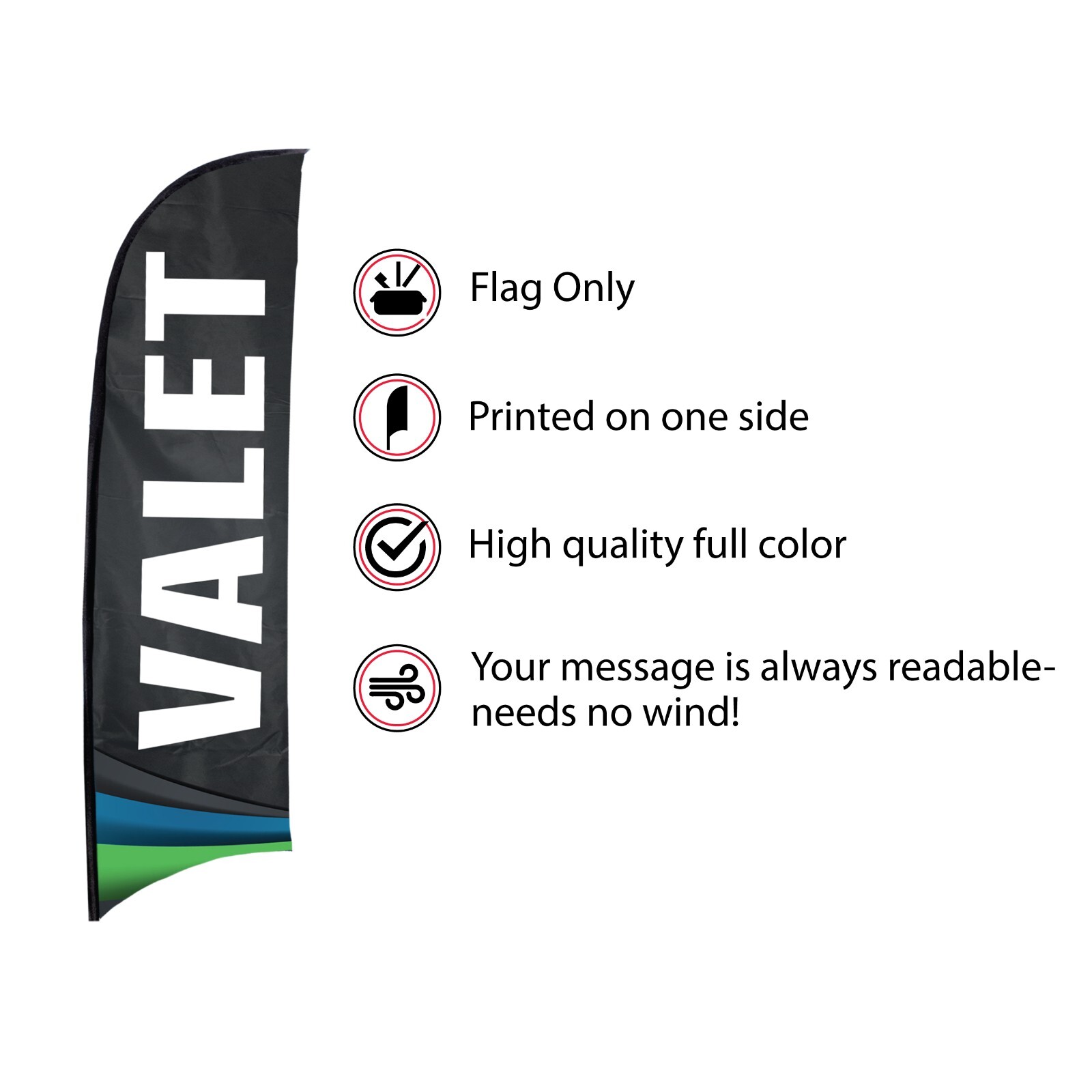 12-Foot Valet Feather Flag Kit – Single-Sided, Full-Color Print