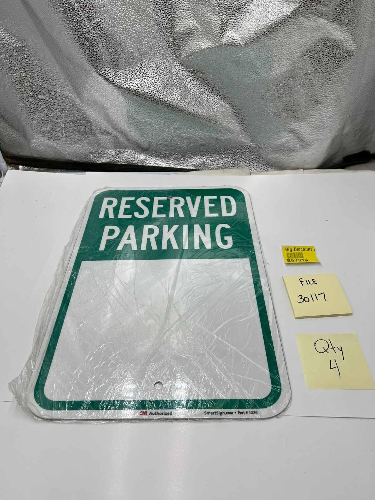 QTY 4 SmartSign Blank Reserved Parking Write-On Sign Metal 12&Prime; x 18&Prime;, 1X26
