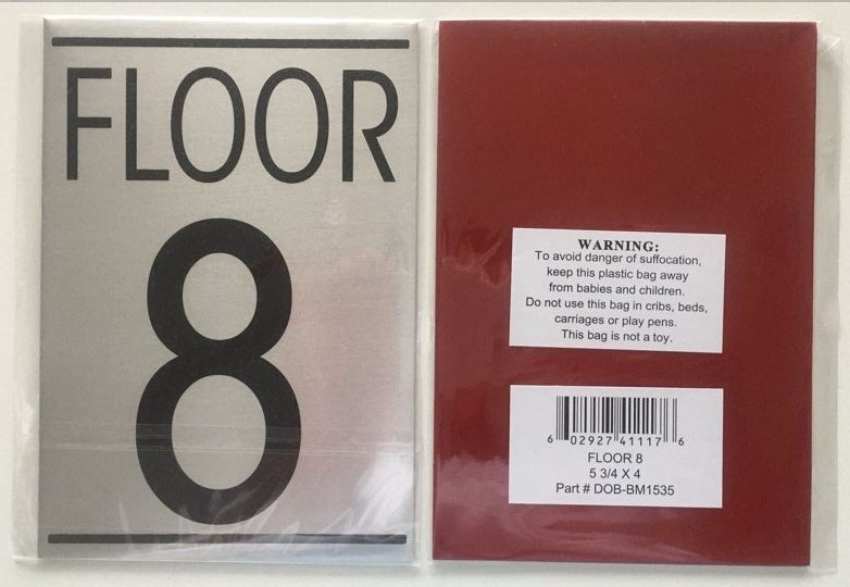 FLOOR NUMBER EIGHT (8) SIGN – BRUSHED ALUMINUM (ALUMINUM SIGN ……-REF24-1027