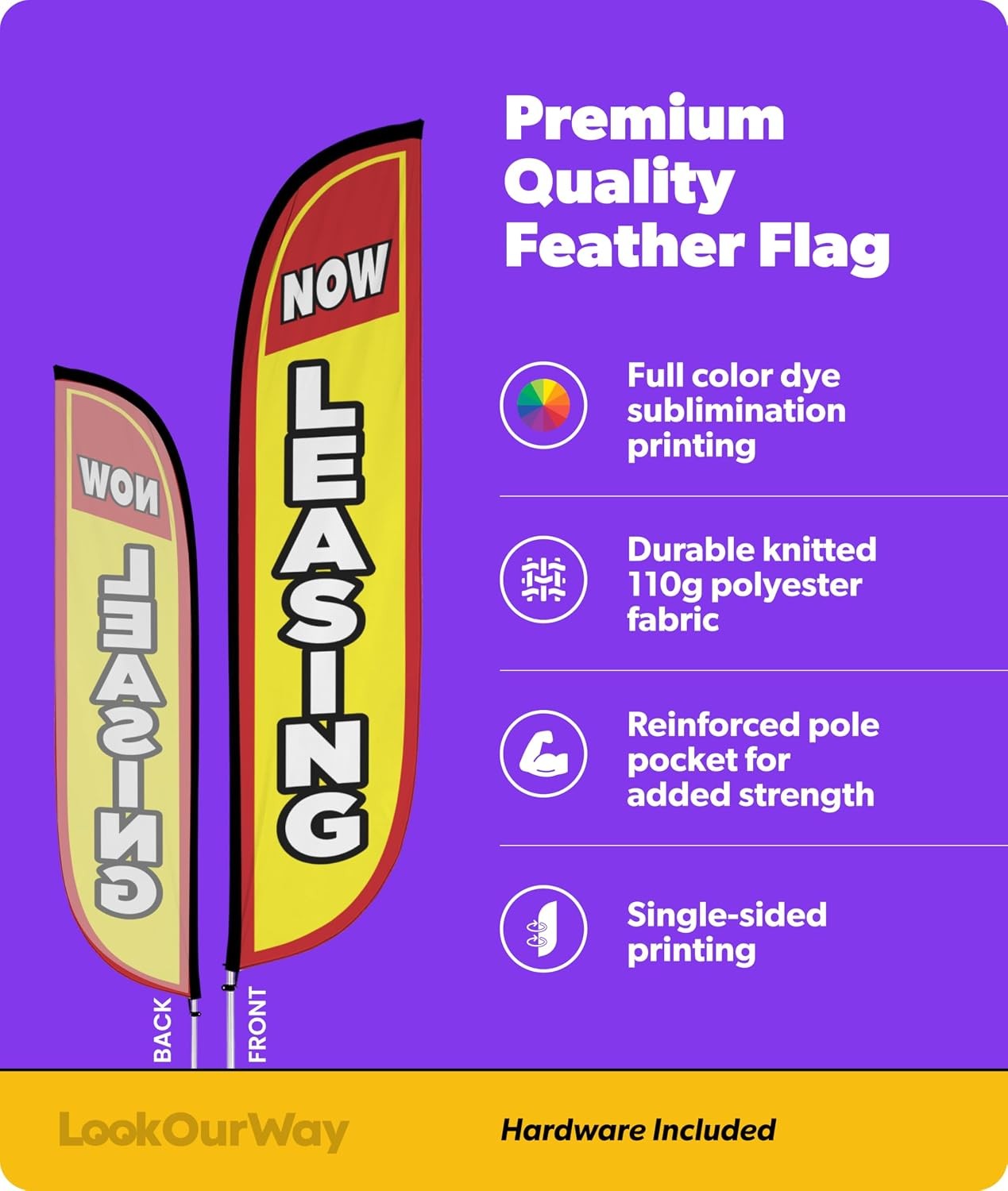 LookOurWay Feather Flag Pole Kit – 12 Feet Tall Advertising Flag Banner with Fib