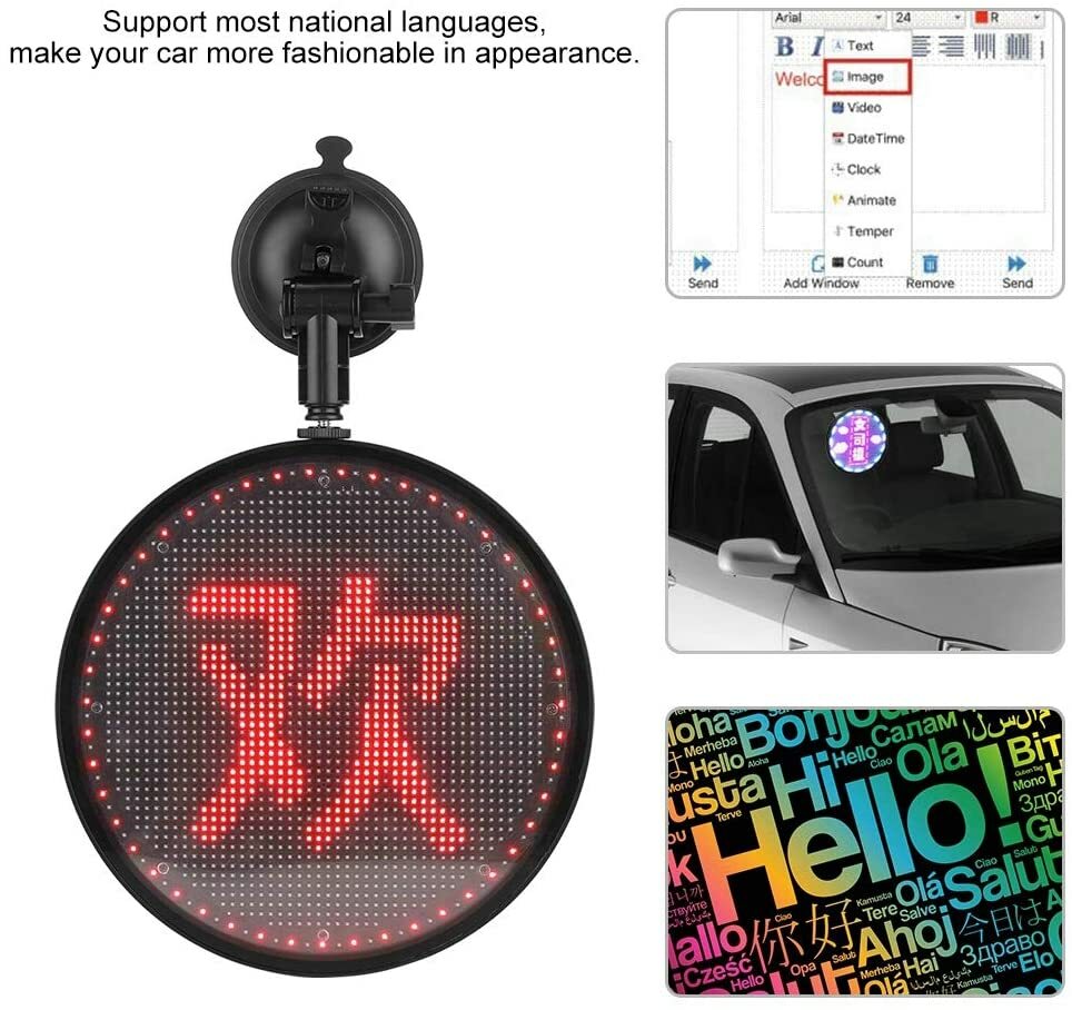 12V Universal Car LED Sign Display Board, LED Car Sign Light Board, Portable Bri