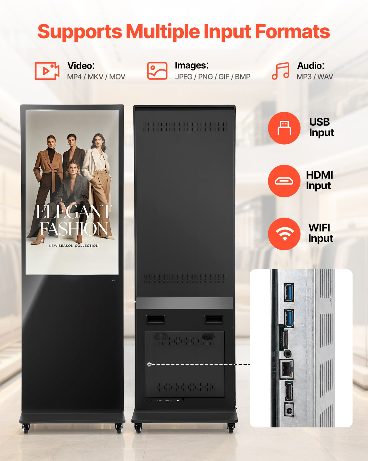 43&Prime; Digital Signage Kiosk Floor Stand Android LCD Advertising Display WiFi