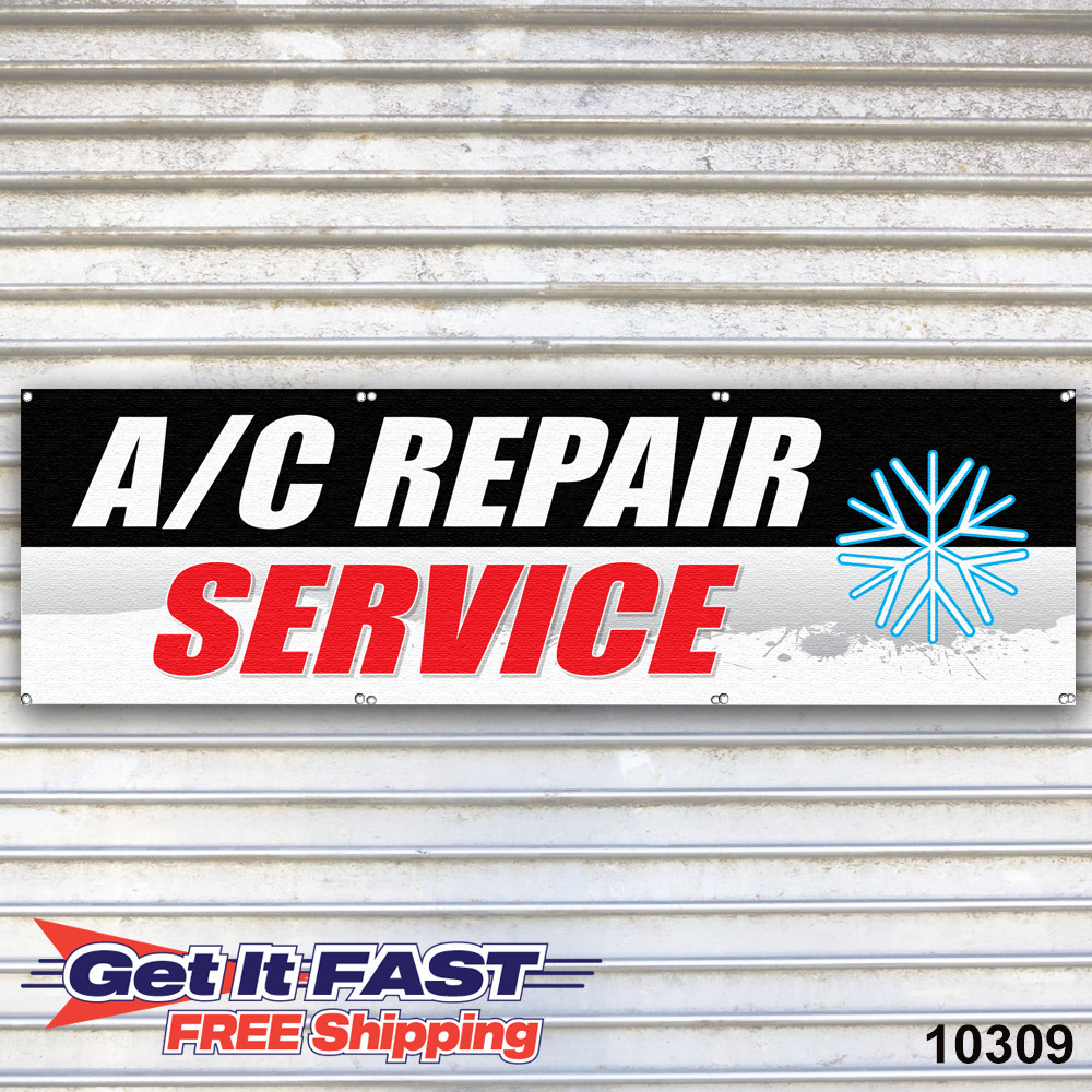 A/C Repair Service Banner Sign Auto Repair Tire Dealer Service Bay Garage