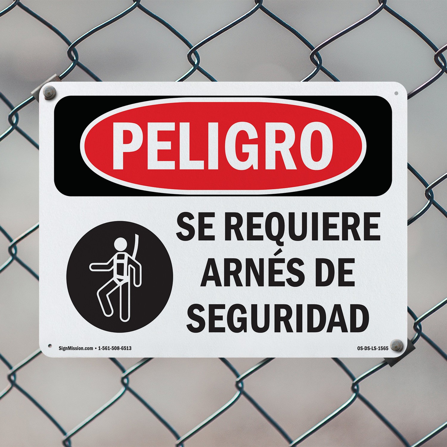 Safety Harness Required Spanish OSHA Danger Sign Metal,, Decal 5 or 10 Pack