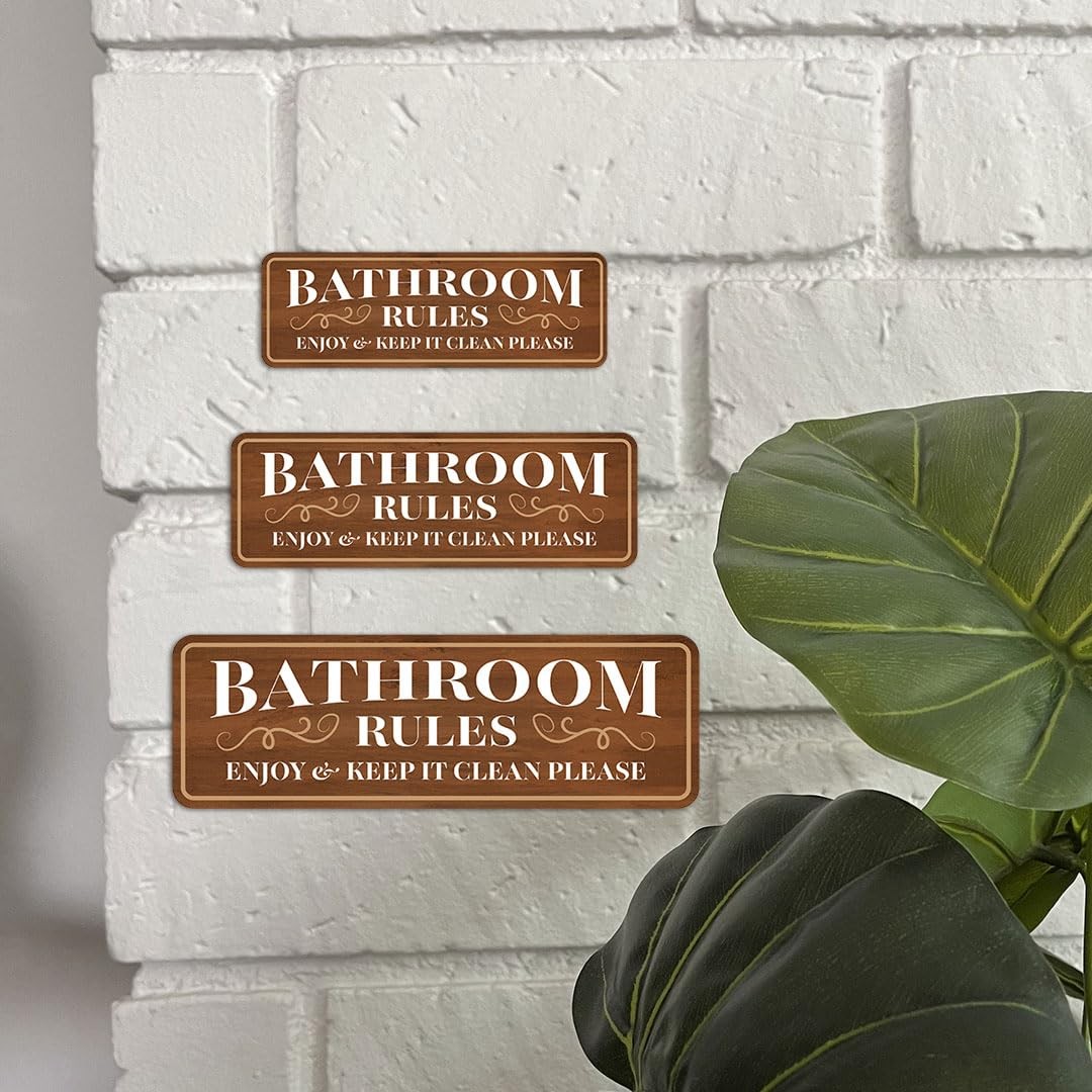 Standard Plus Bathroom Rules Enjoy & Keep It Clean Please Wall or Door Sign