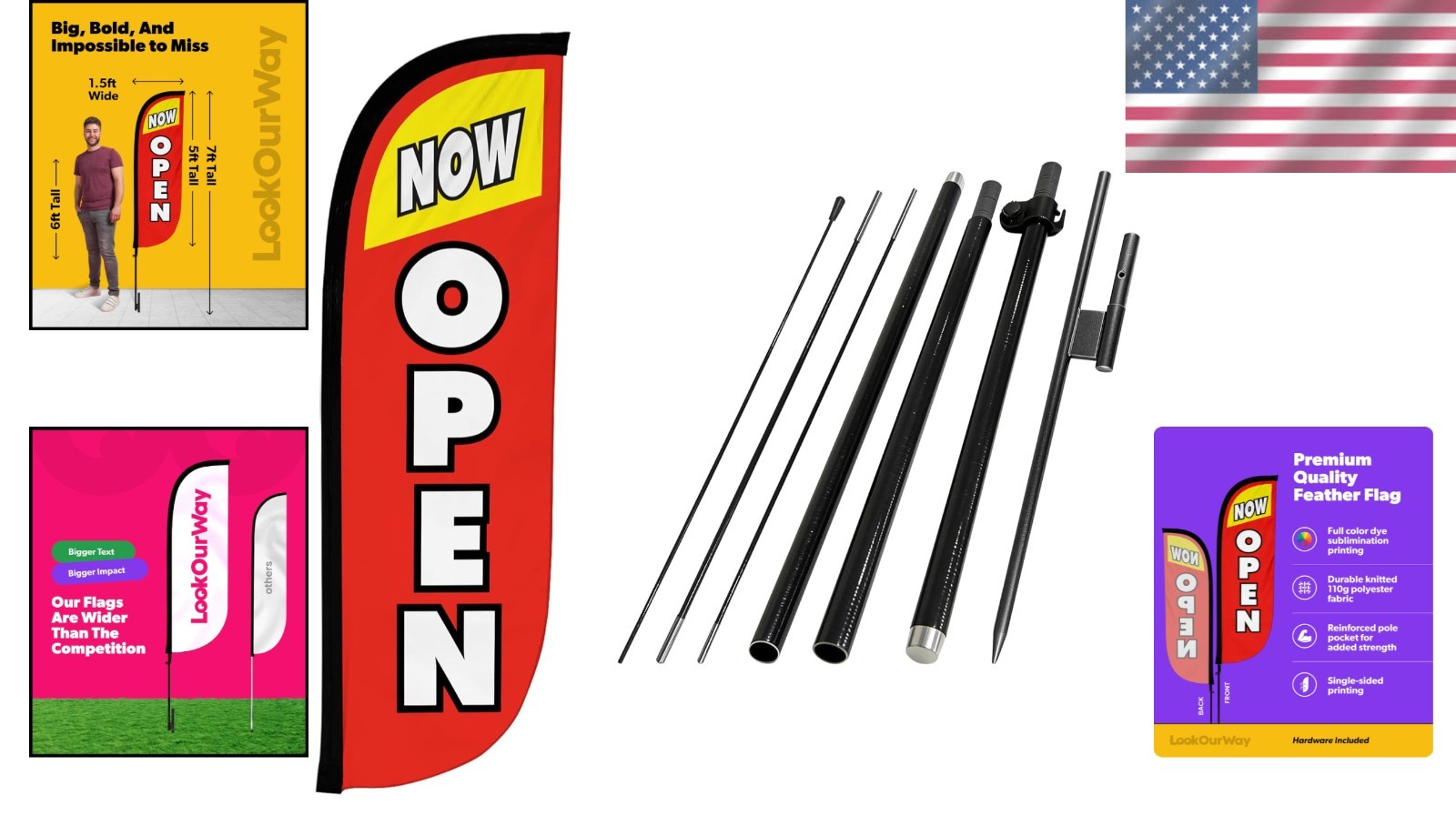 Portable Open Flags – Ground Spike Included