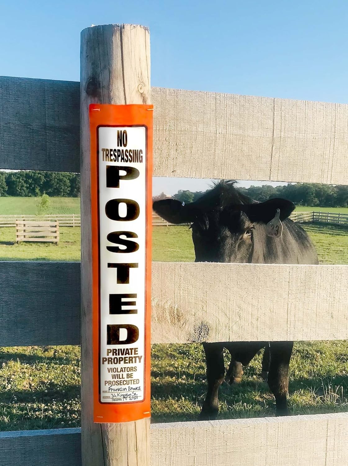 Posted Sign Orange No Trespassing for outdoors – 4&Prime; x 20&Prime; 100 per Roll –