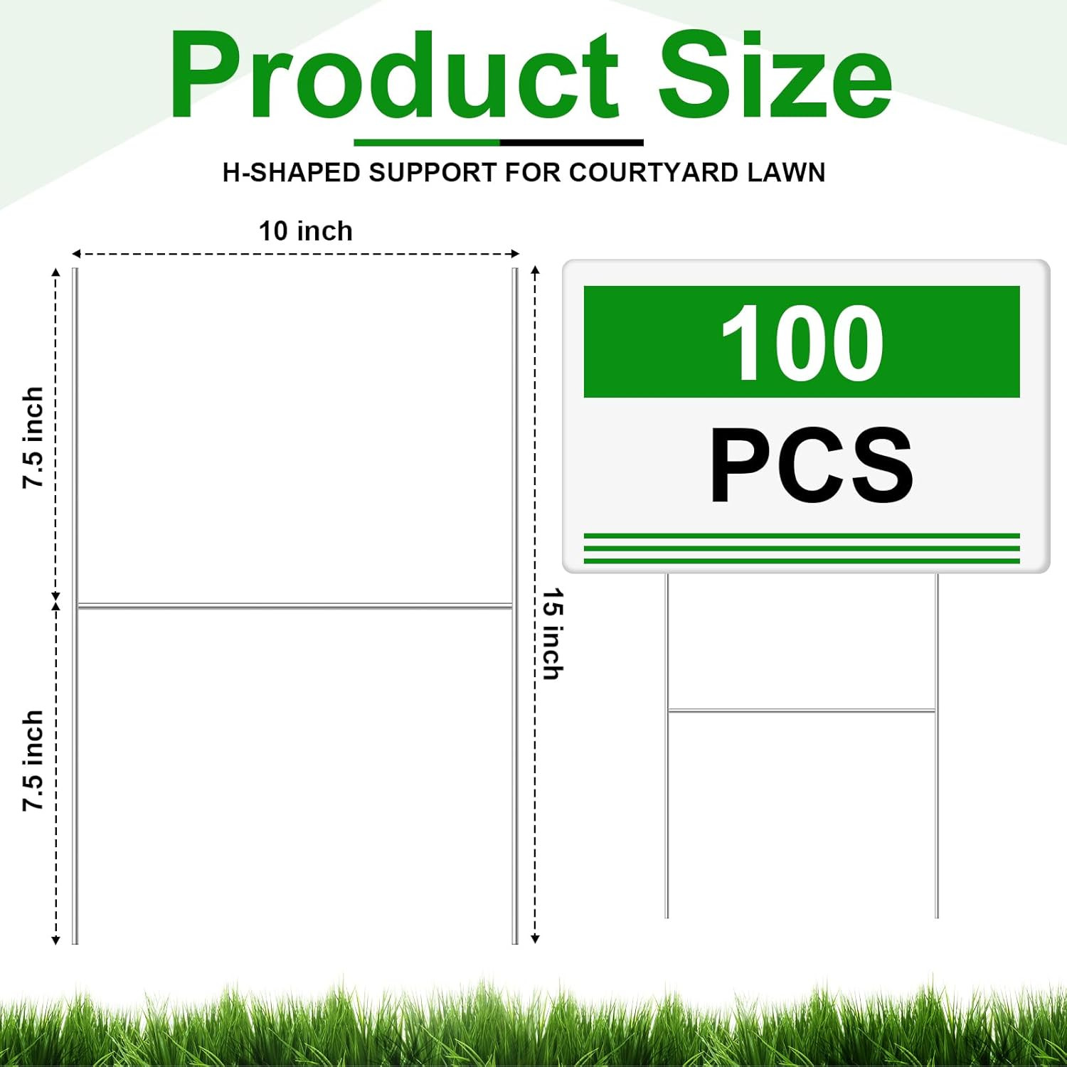 100 Pcs Yard Sign Stakes Metal 15&Prime;X10&Prime; H Frame Wire Yard Stakes Use with Corruga