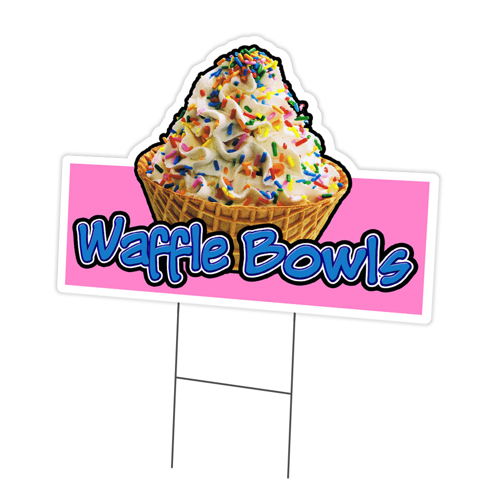 Waffle Bowls Yard Sign & Stake outdoor plastic coroplast window