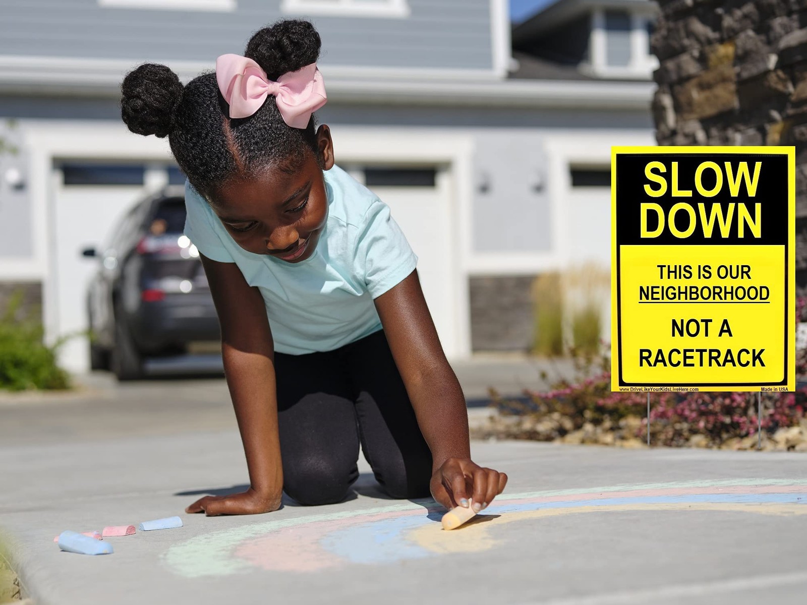 Slow Down This Is Our Neighborhood Not A Racetrack Caution Yard Sign (2 Pack)…