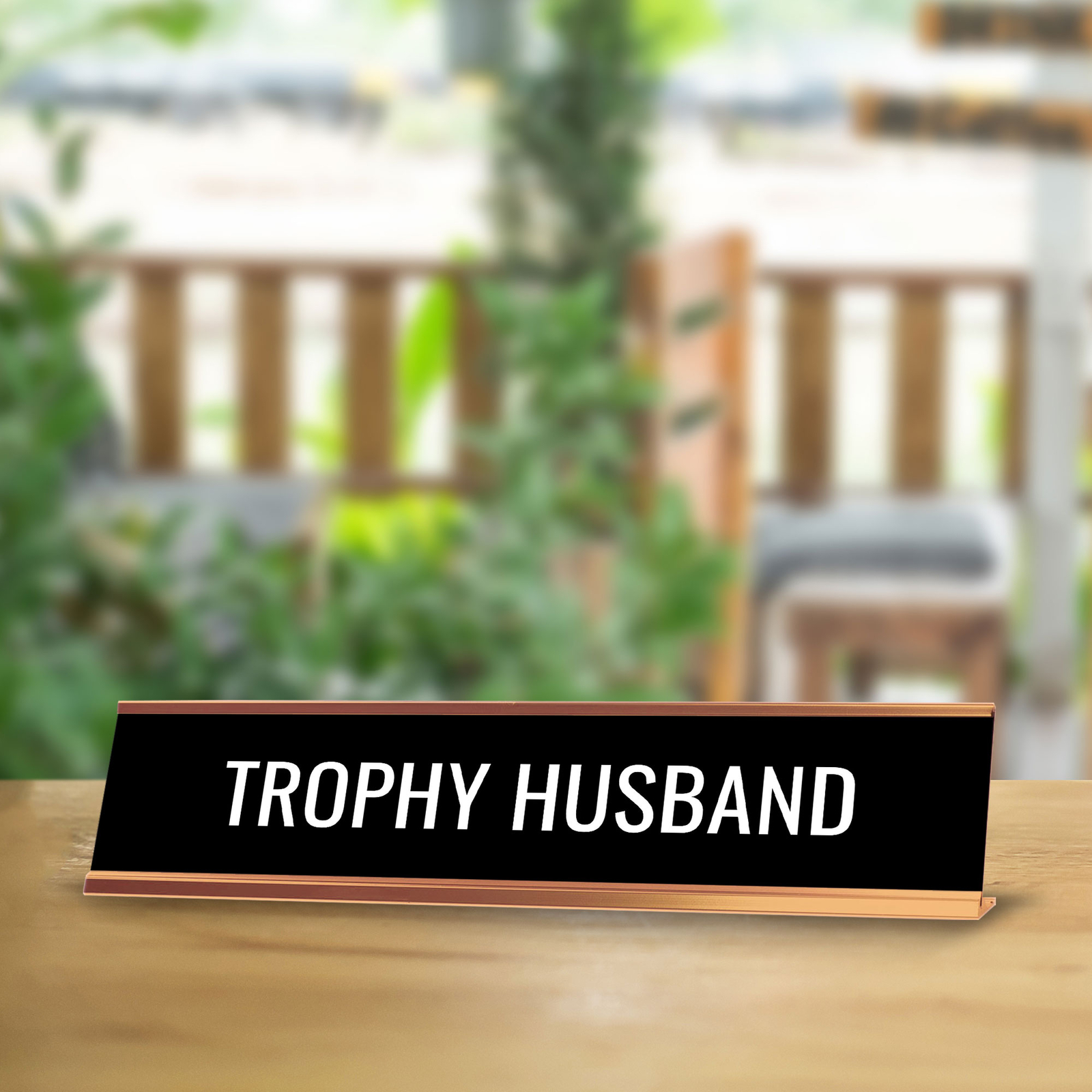 Trophy Husband 2 x 10&Prime; Desk Sign | Funny Home & Office Decor
