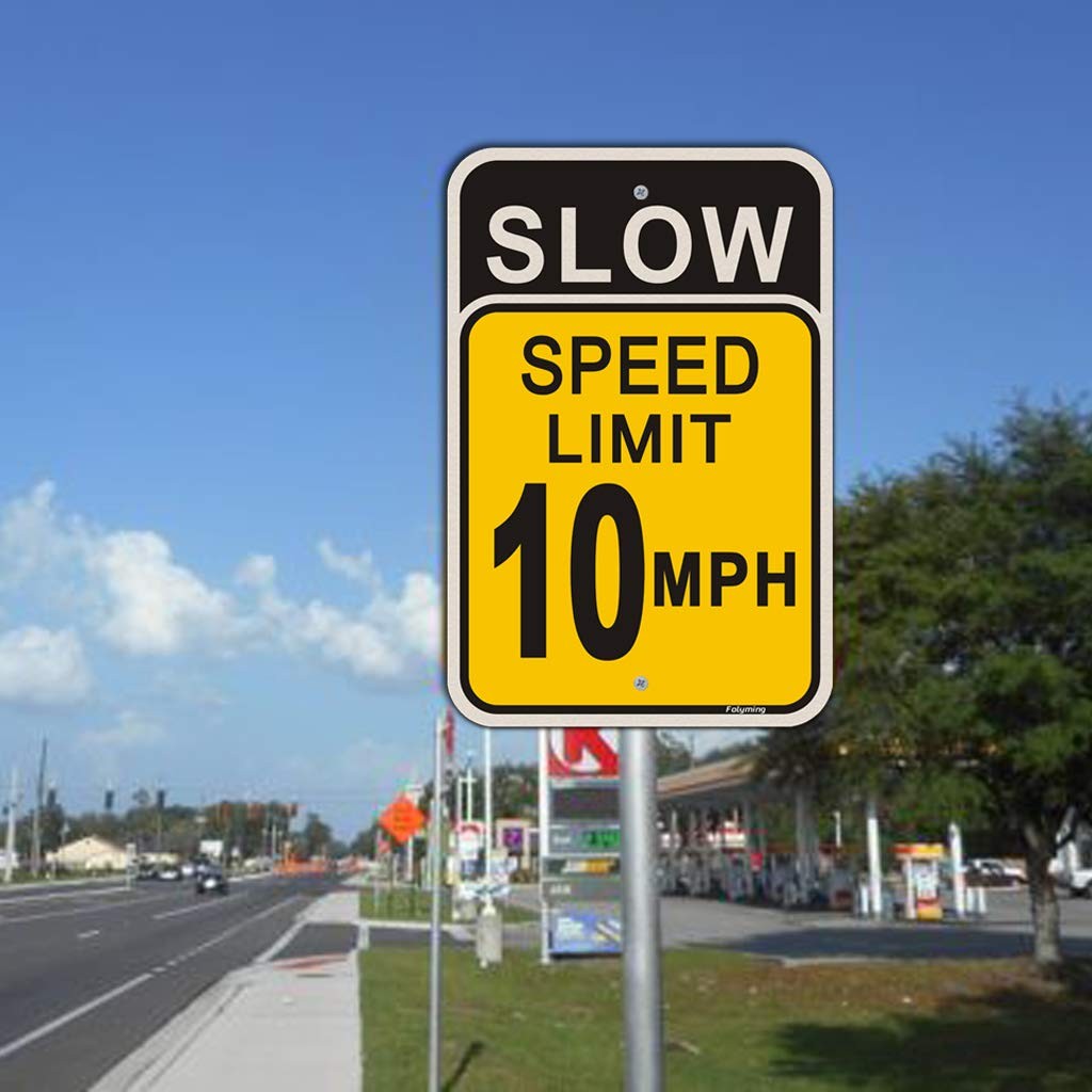 4 Pack Slow Speed Limit 10 MPH Sign 18×12 Engineer Grade Metal Reflective
