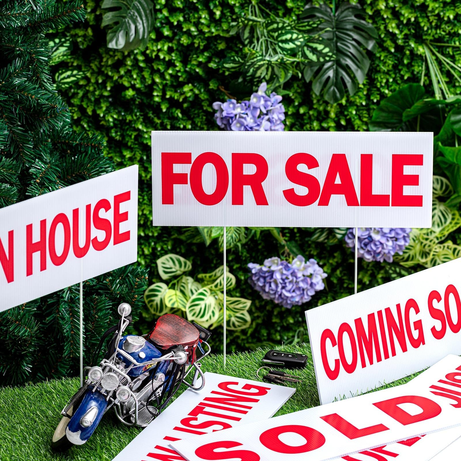 12 Pcs Real Estate Rider Signs, 6 x 17.2 Inch, 24 Stakes, Coming Soon, Sold S…
