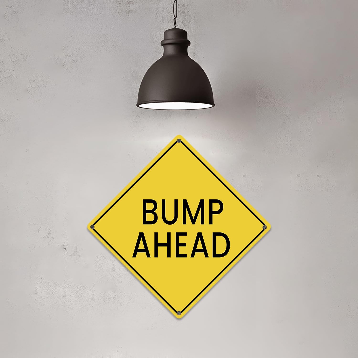 Bump Ahead Road Sign Yellow Aluminum Metal Reflective Warning 12×12 Inch
