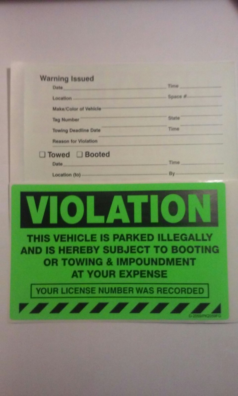 10 Green VIOLATION Parked Illegally No Parking Tow Towing Car Auto Sign Sticker