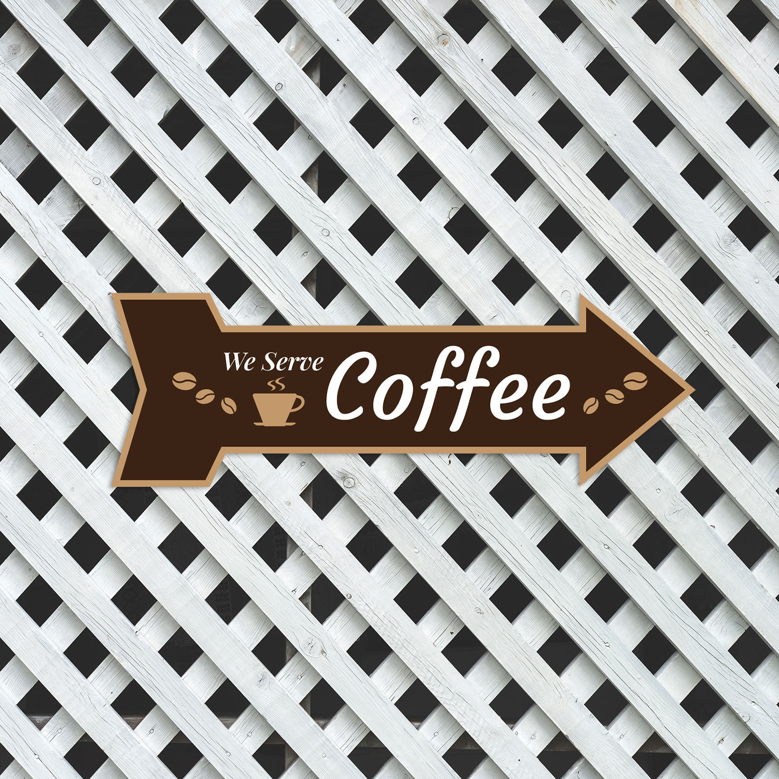 Arrow Shape We Serve Coffee 12×4&Prime; Wall or Door Sign | Funny Home Decor