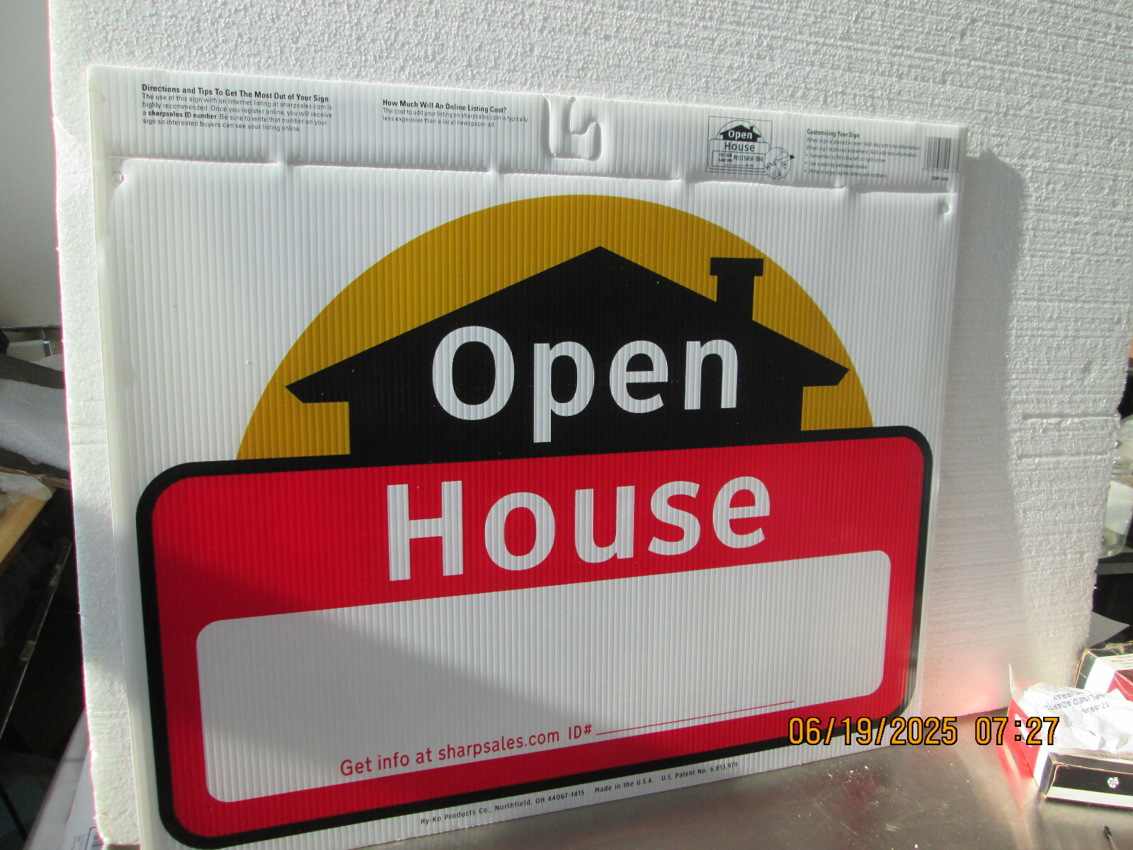 5 – Hy-Ko Sign 20&Prime; X 24&Prime; Open House Weather Resistant Corrugated Plastic